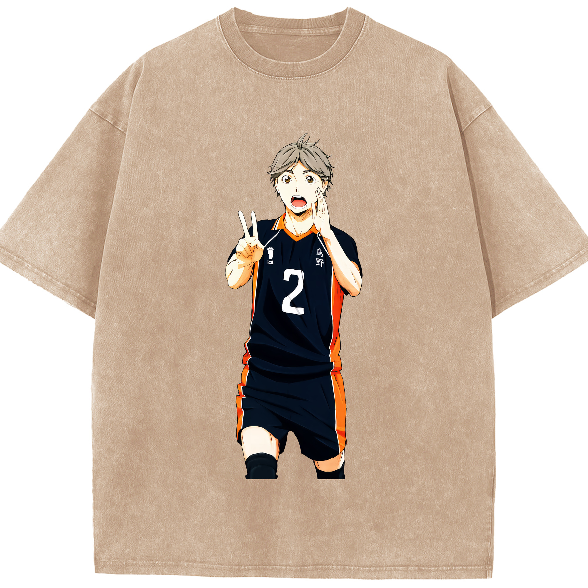 （画像用） ハイキュー!! Haikyu!! 綿100% ヴィンテージ風 半袖Tシャツ（フロントプリント）