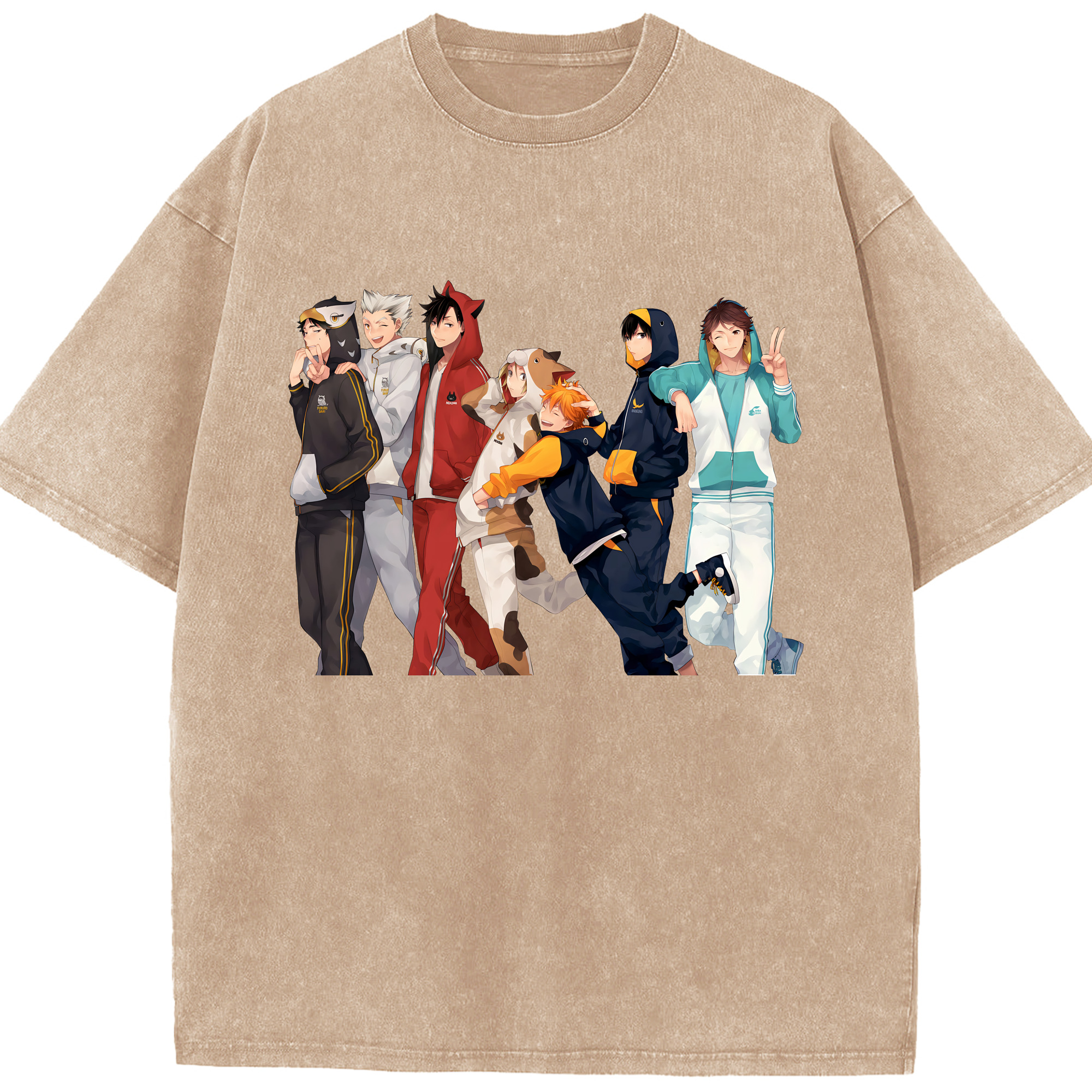（画像用） ハイキュー!! Haikyu!! 綿100% ヴィンテージ風 半袖Tシャツ（フロントプリント）