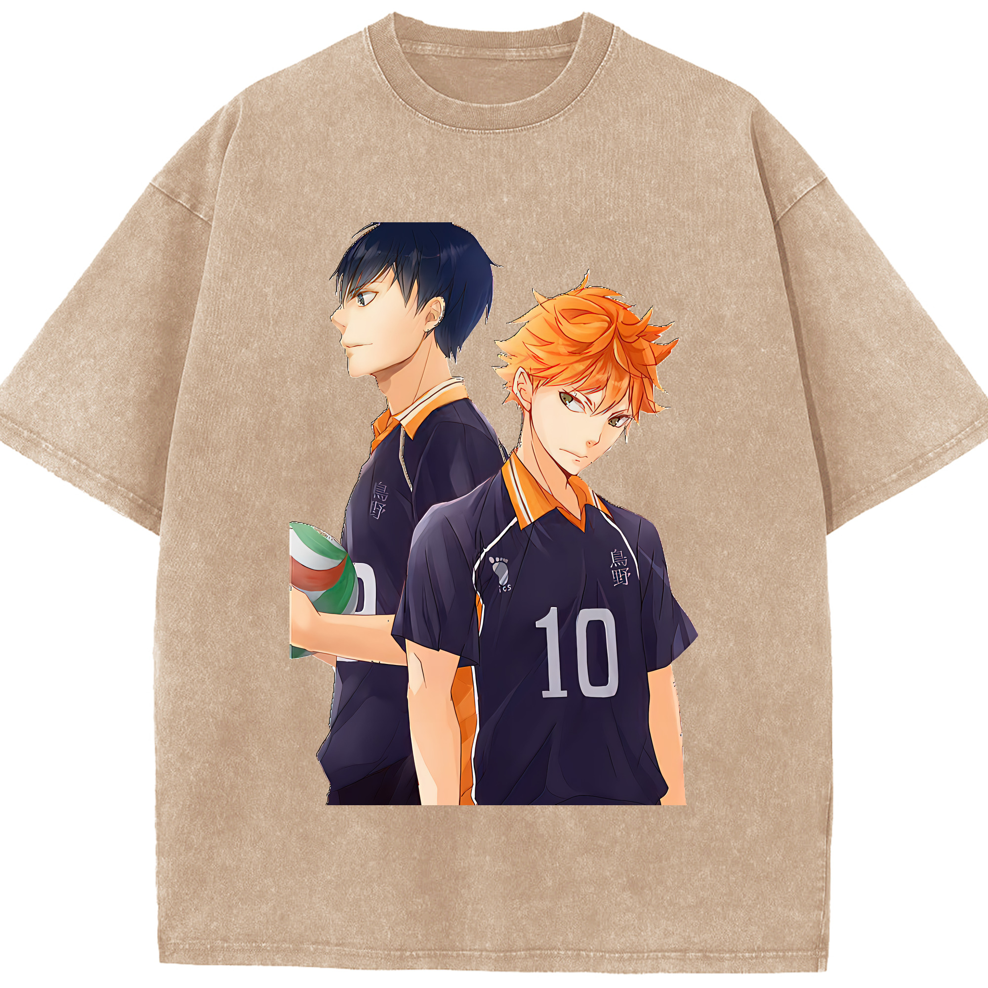 （画像用） ハイキュー!! Haikyu!! 綿100% ヴィンテージ風 半袖Tシャツ（フロントプリント）