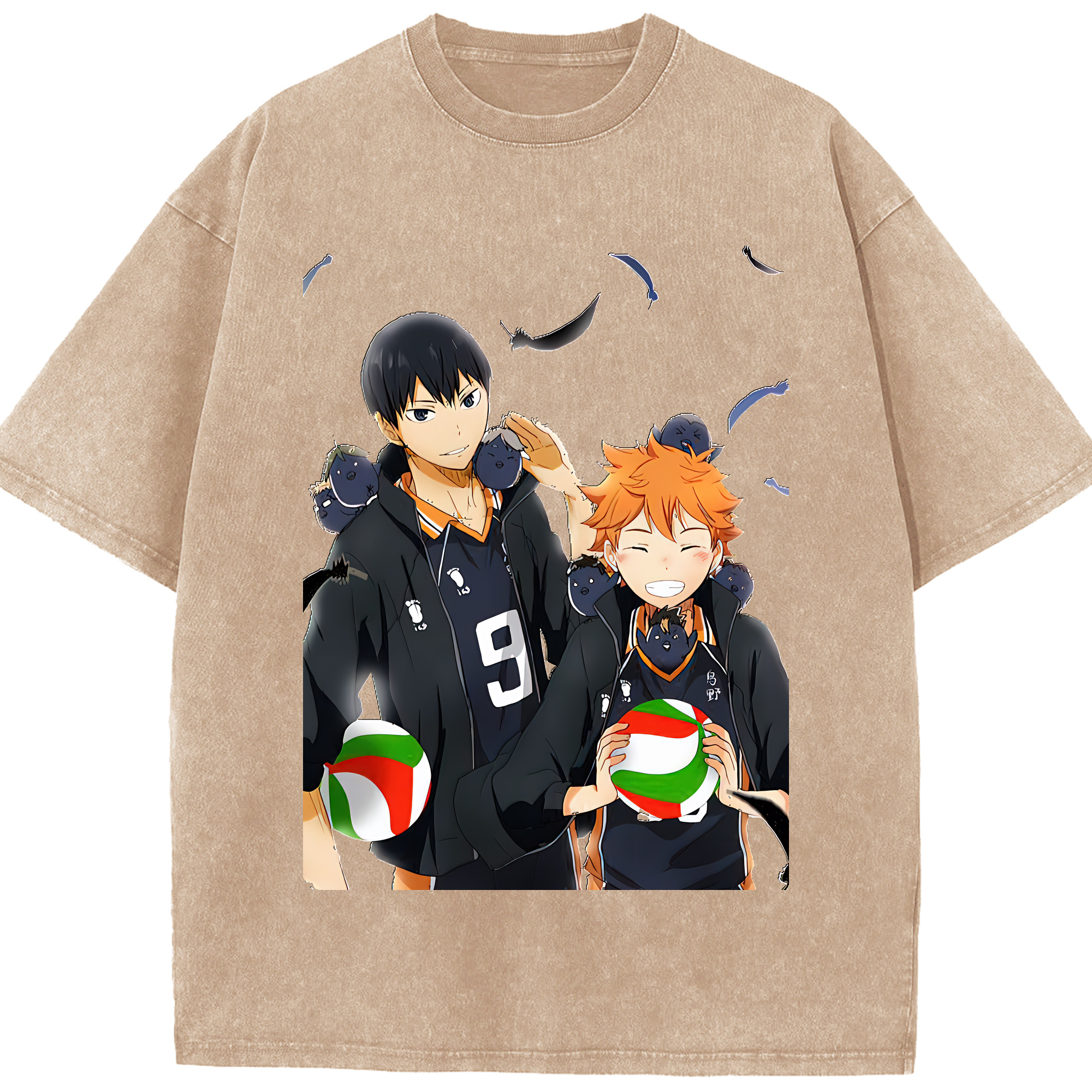 （画像用） ハイキュー!! Haikyu!! 綿100% ヴィンテージ風 半袖Tシャツ（フロントプリント）