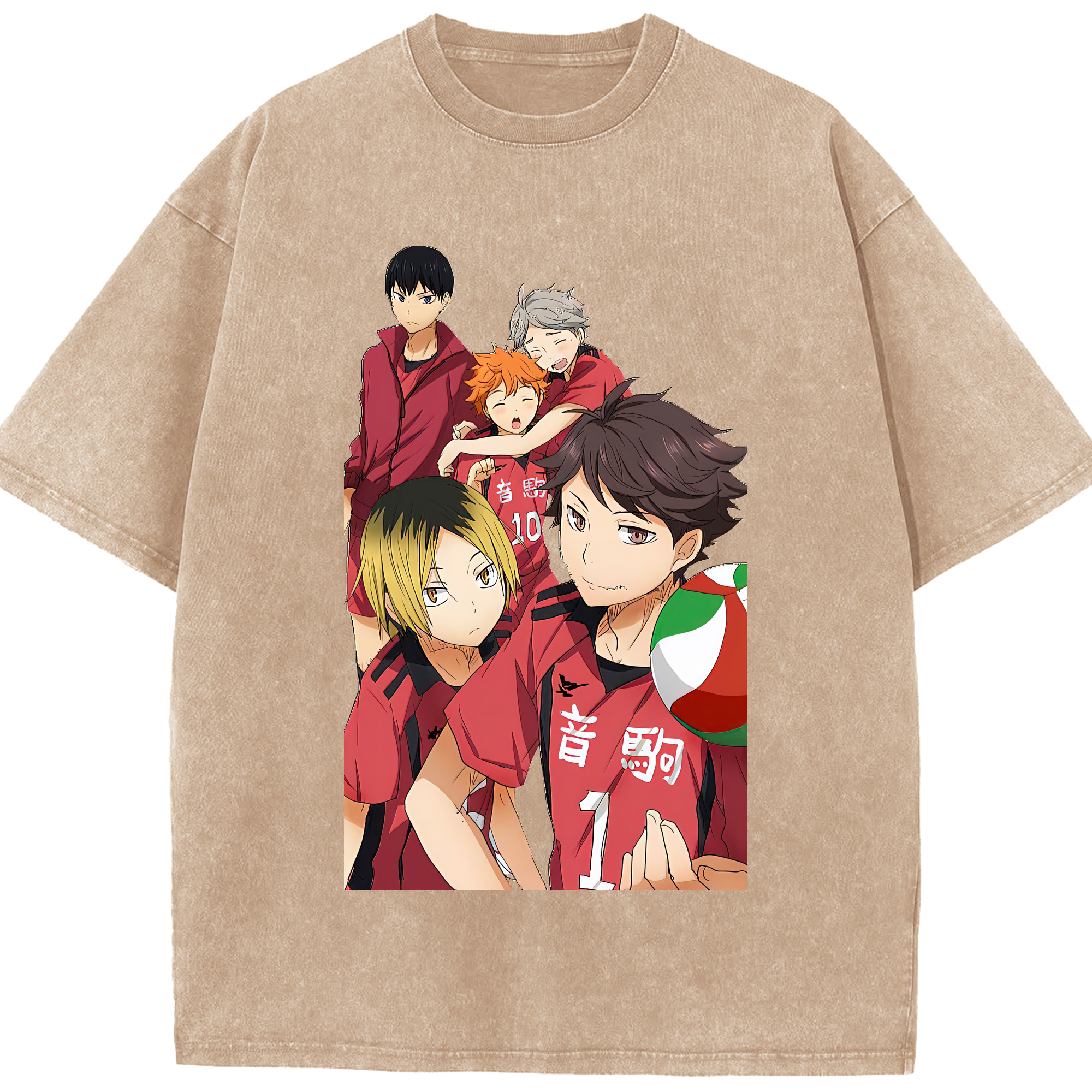 （画像用） ハイキュー!! Haikyu!! 綿100% ヴィンテージ風 半袖Tシャツ（フロントプリント）