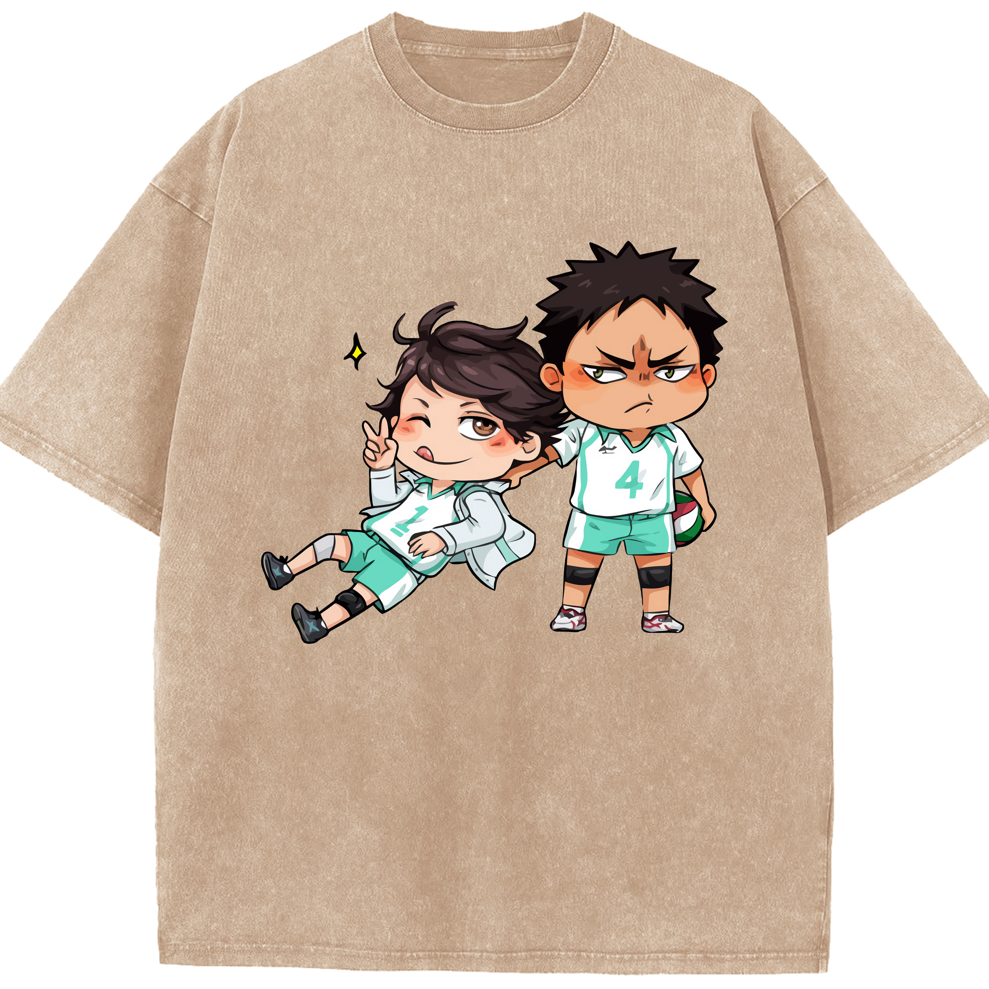 （画像用） ハイキュー!! Haikyu!! 綿100% ヴィンテージ風 半袖Tシャツ（フロントプリント）