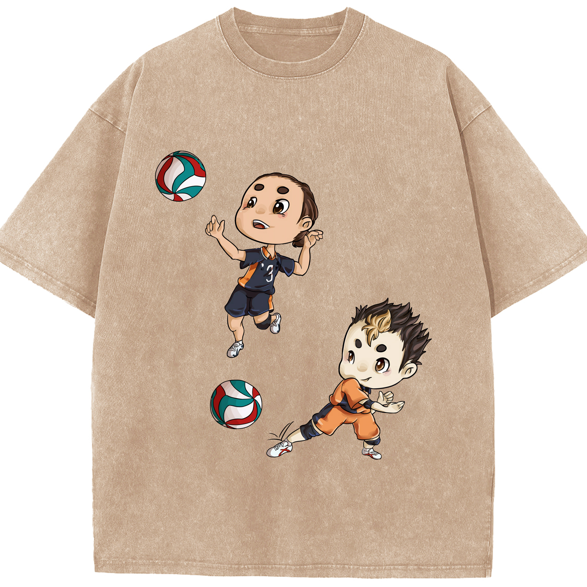 （画像用） ハイキュー!! Haikyu!! 綿100% ヴィンテージ風 半袖Tシャツ（フロントプリント）