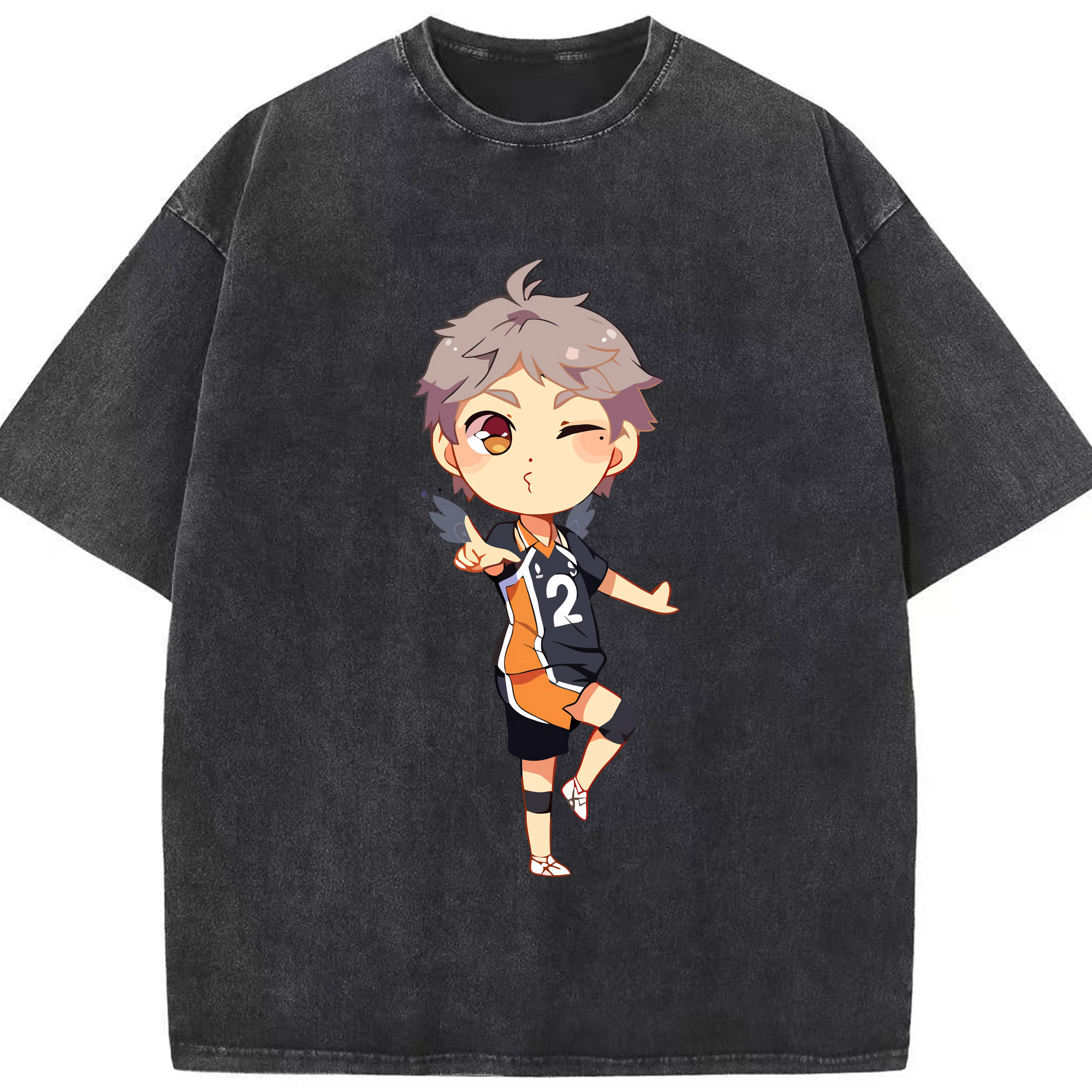 （画像用） ハイキュー!! Haikyu!! 綿100% ヴィンテージ風 半袖Tシャツ（フロントプリント）