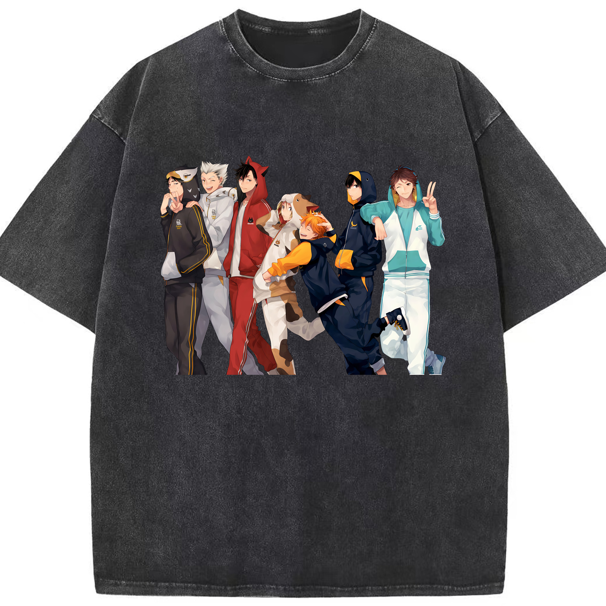 （画像用） ハイキュー!! Haikyu!! 綿100% ヴィンテージ風 半袖Tシャツ（フロントプリント）