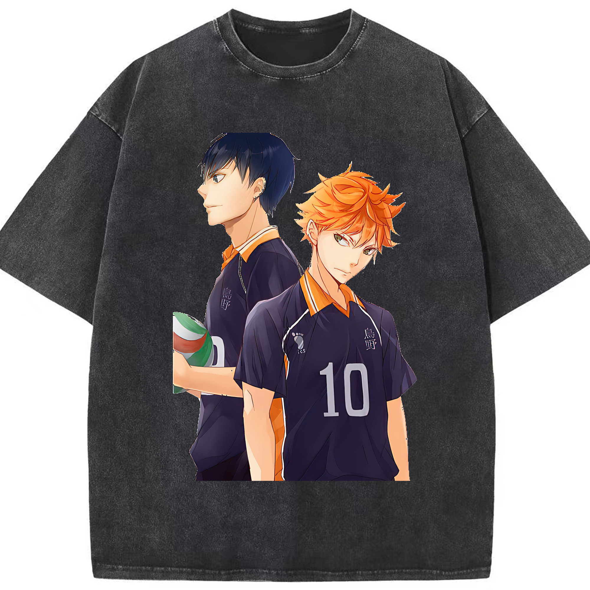 （画像用） ハイキュー!! Haikyu!! 綿100% ヴィンテージ風 半袖Tシャツ（フロントプリント）