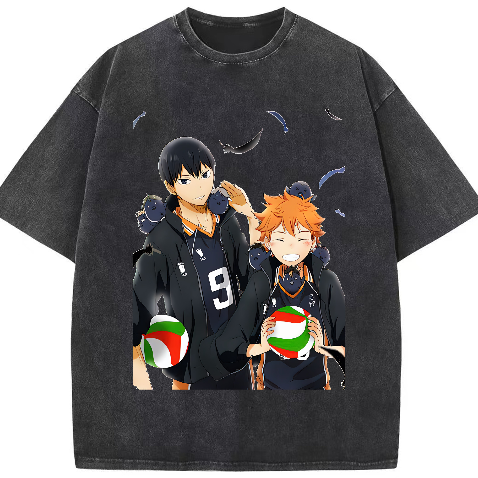 （画像用） ハイキュー!! Haikyu!! 綿100% ヴィンテージ風 半袖Tシャツ（フロントプリント）