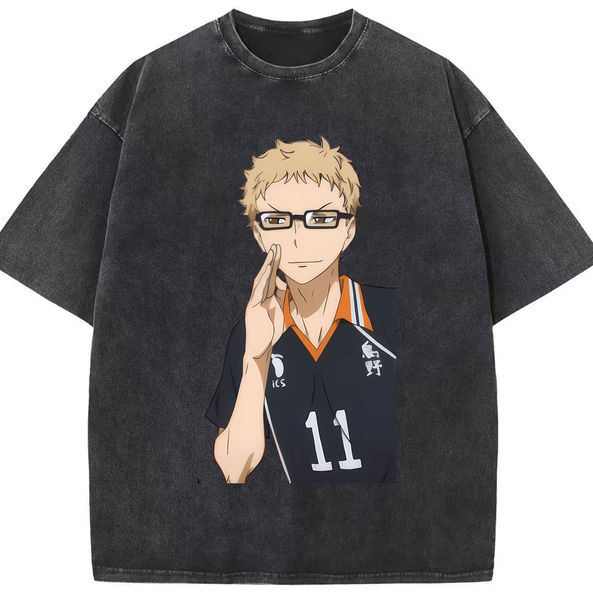 （画像用） ハイキュー!! Haikyu!! 綿100% ヴィンテージ風 半袖Tシャツ（フロントプリント）