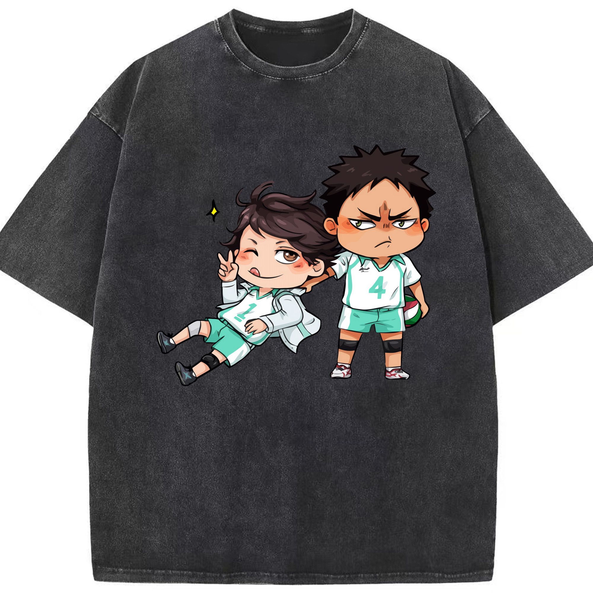 （画像用） ハイキュー!! Haikyu!! 綿100% ヴィンテージ風 半袖Tシャツ（フロントプリント）