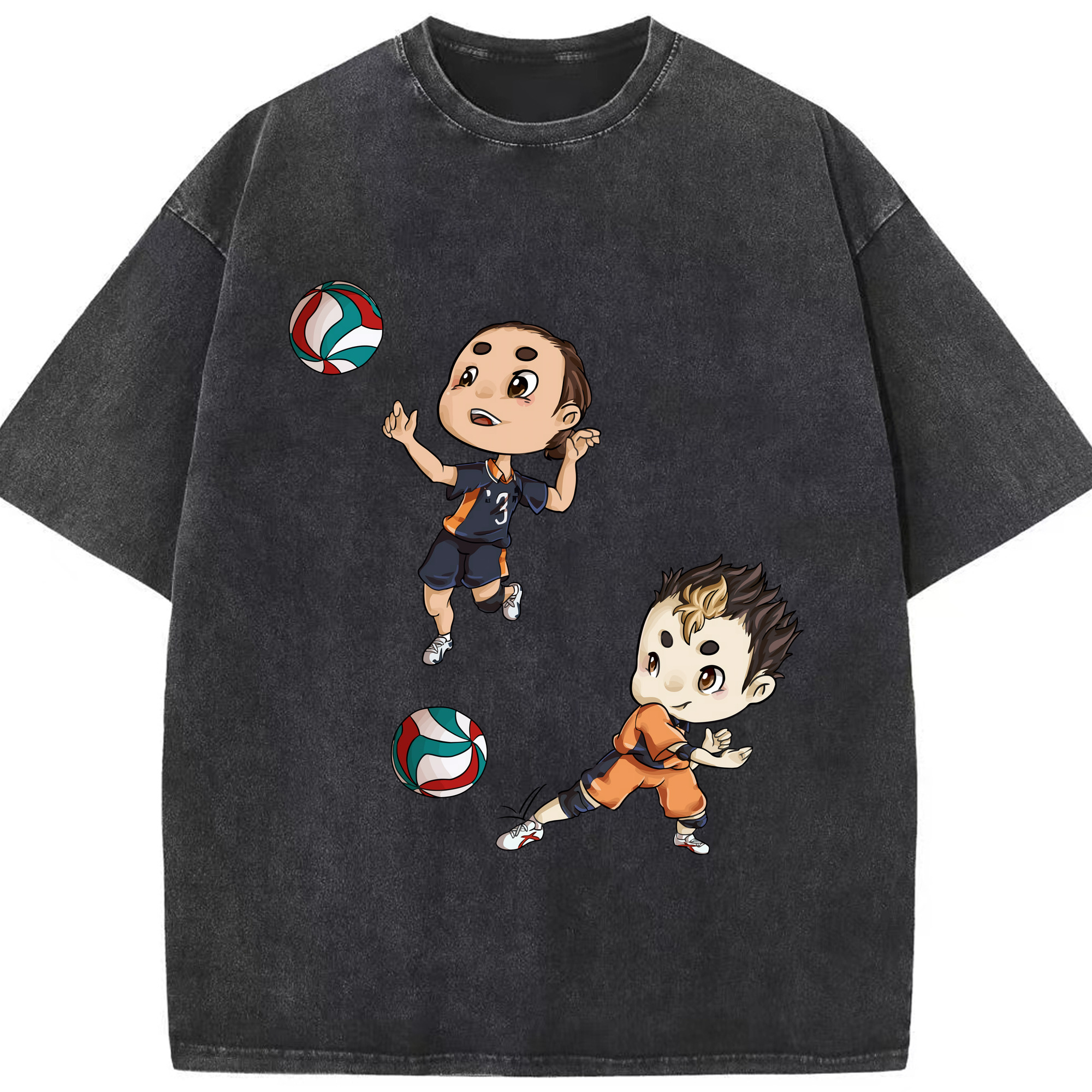 （画像用） ハイキュー!! Haikyu!! 綿100% ヴィンテージ風 半袖Tシャツ（フロントプリント）