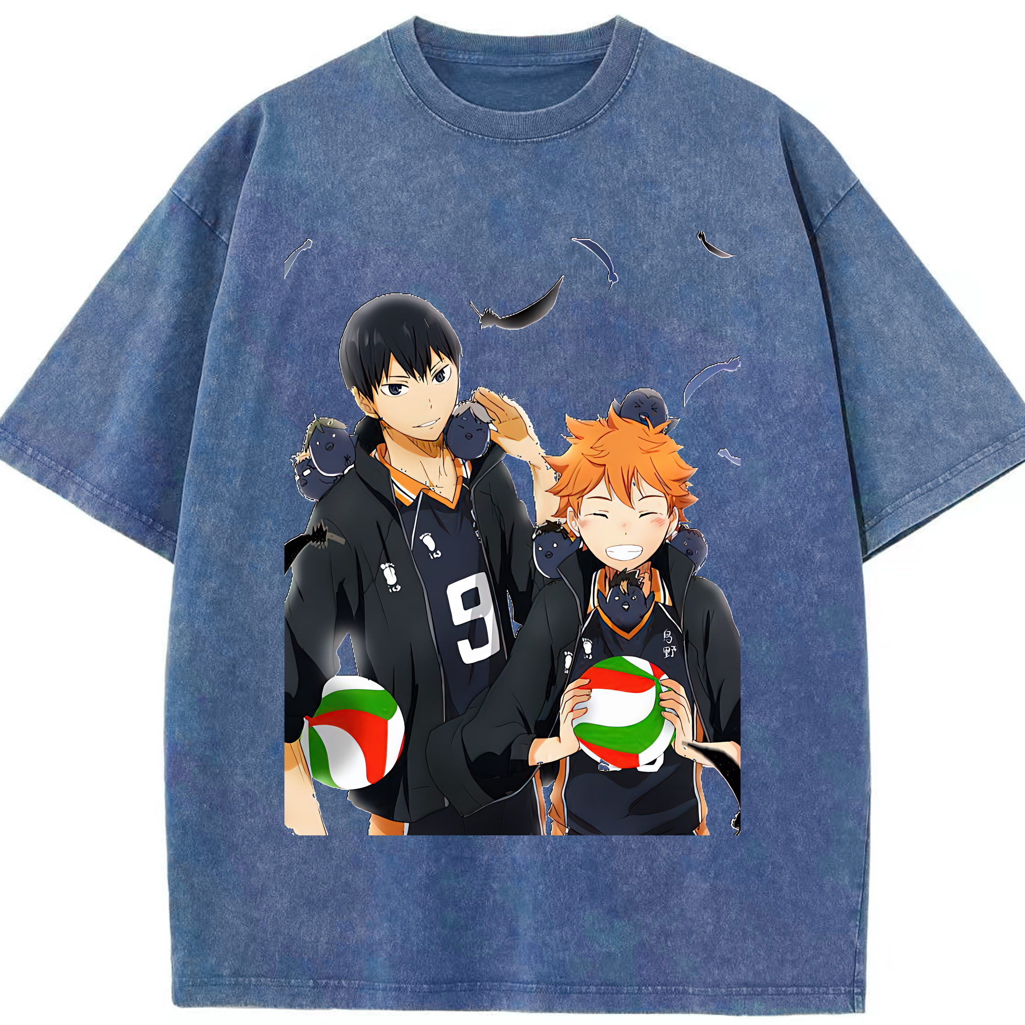 （画像用） ハイキュー!! Haikyu!! 綿100% ヴィンテージ風 半袖Tシャツ（フロントプリント）
