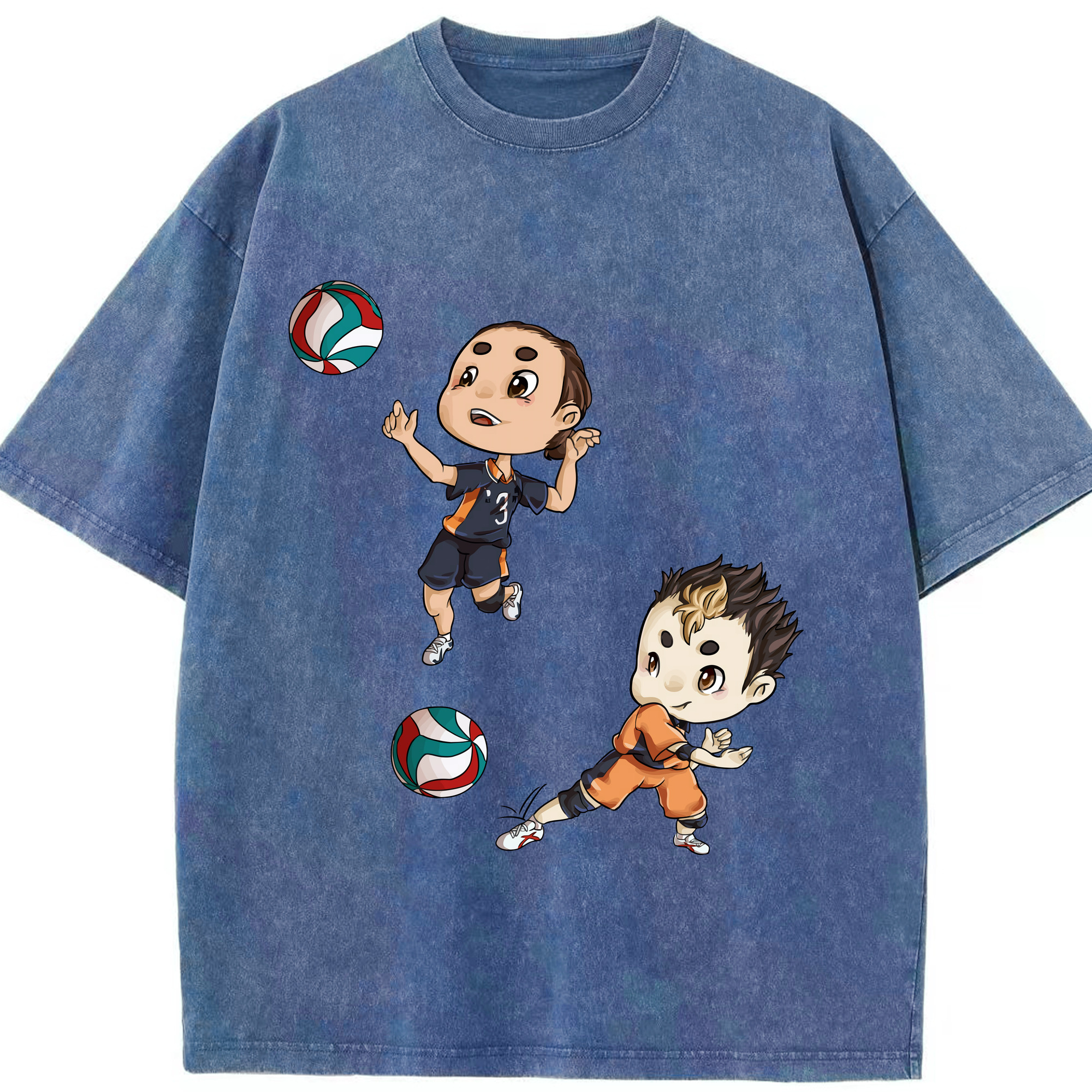 （画像用） ハイキュー!! Haikyu!! 綿100% ヴィンテージ風 半袖Tシャツ（フロントプリント）