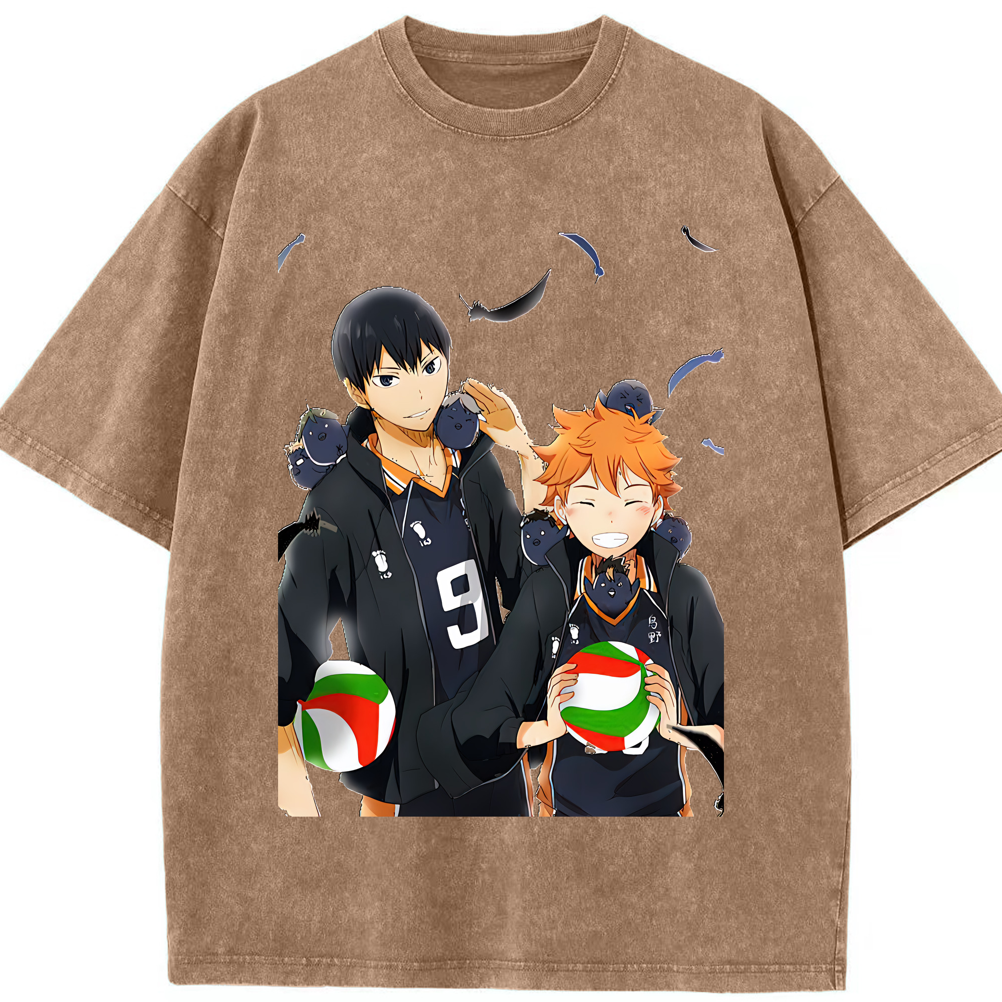 （画像用） ハイキュー!! Haikyu!! 綿100% ヴィンテージ風 半袖Tシャツ（フロントプリント）