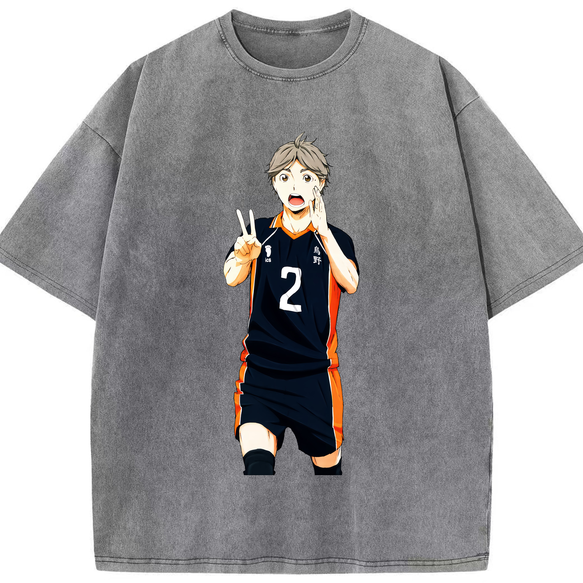 （画像用） ハイキュー!! Haikyu!! 綿100% ヴィンテージ風 半袖Tシャツ（フロントプリント）