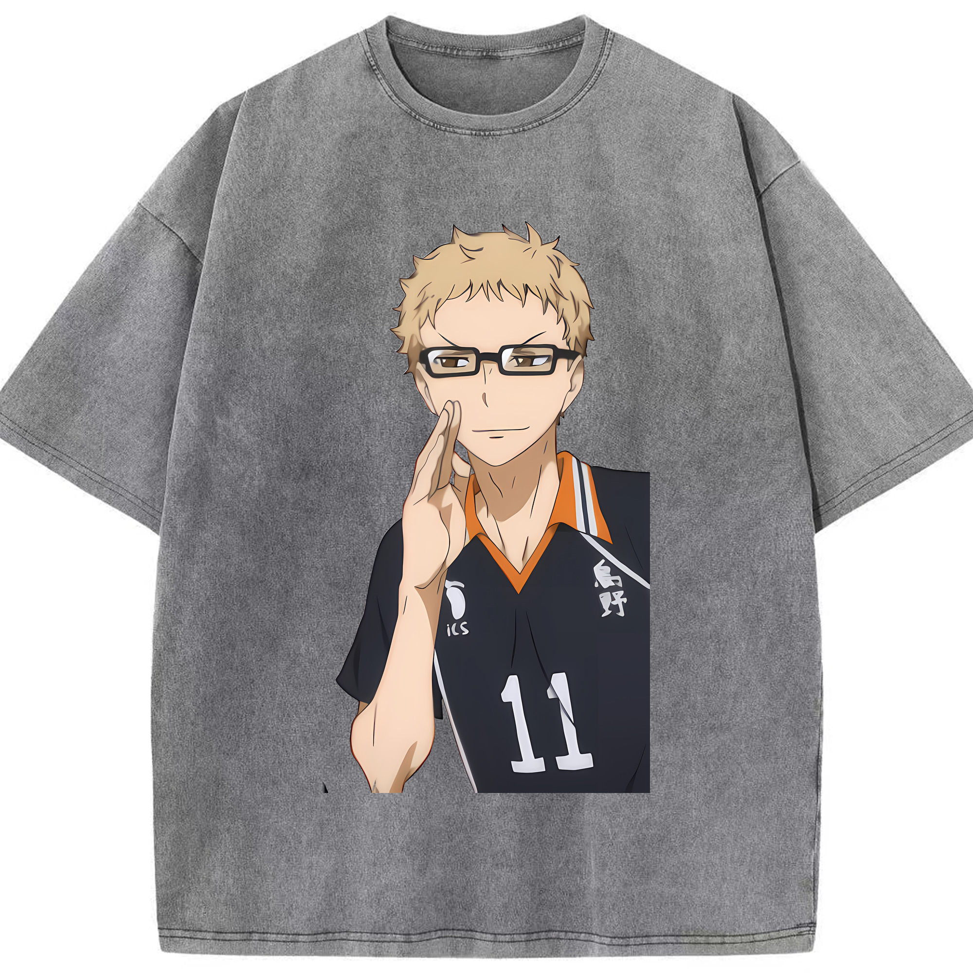 （画像用） ハイキュー!! Haikyu!! 綿100% ヴィンテージ風 半袖Tシャツ（フロントプリント）