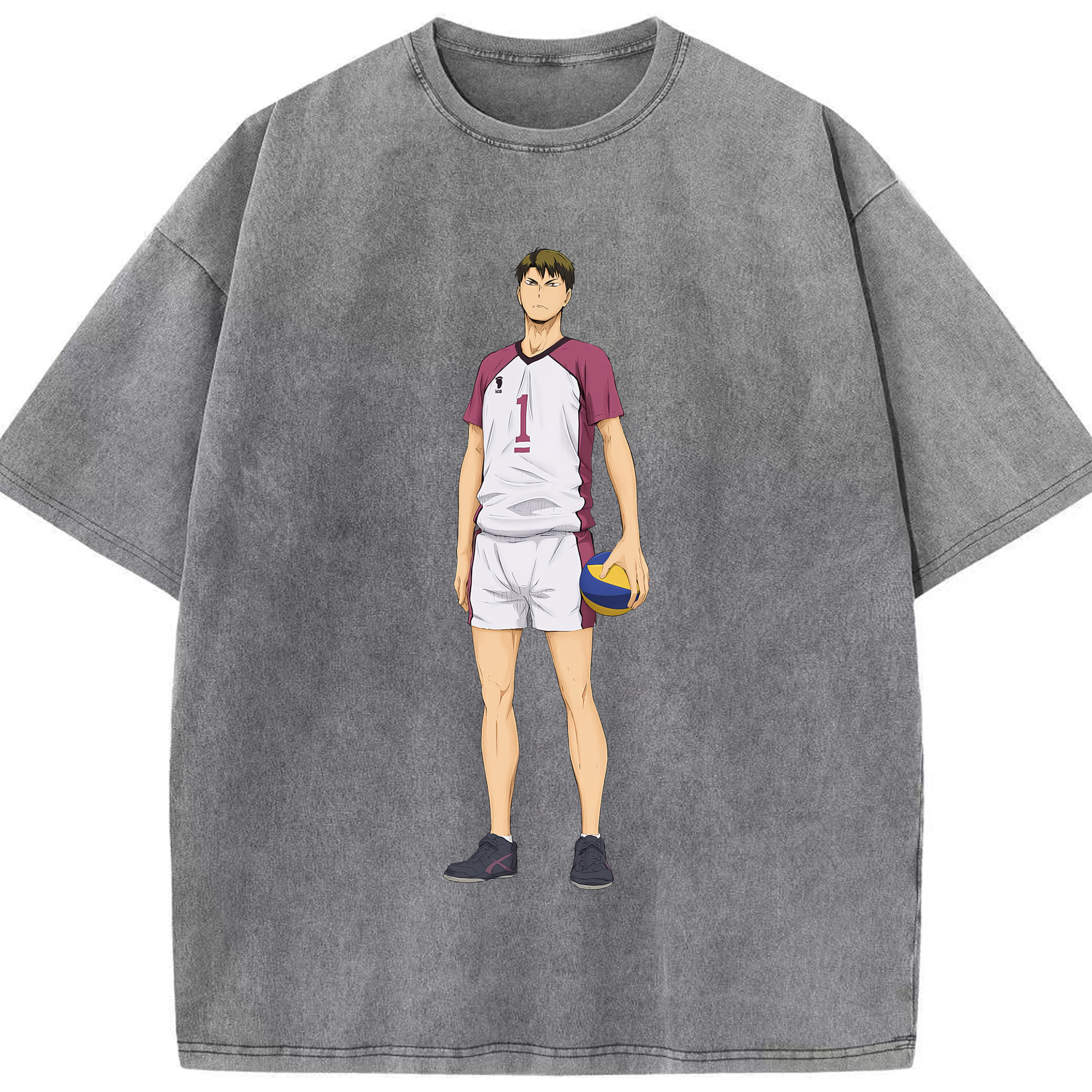 （画像用） ハイキュー!! Haikyu!! 綿100% ヴィンテージ風 半袖Tシャツ（フロントプリント）