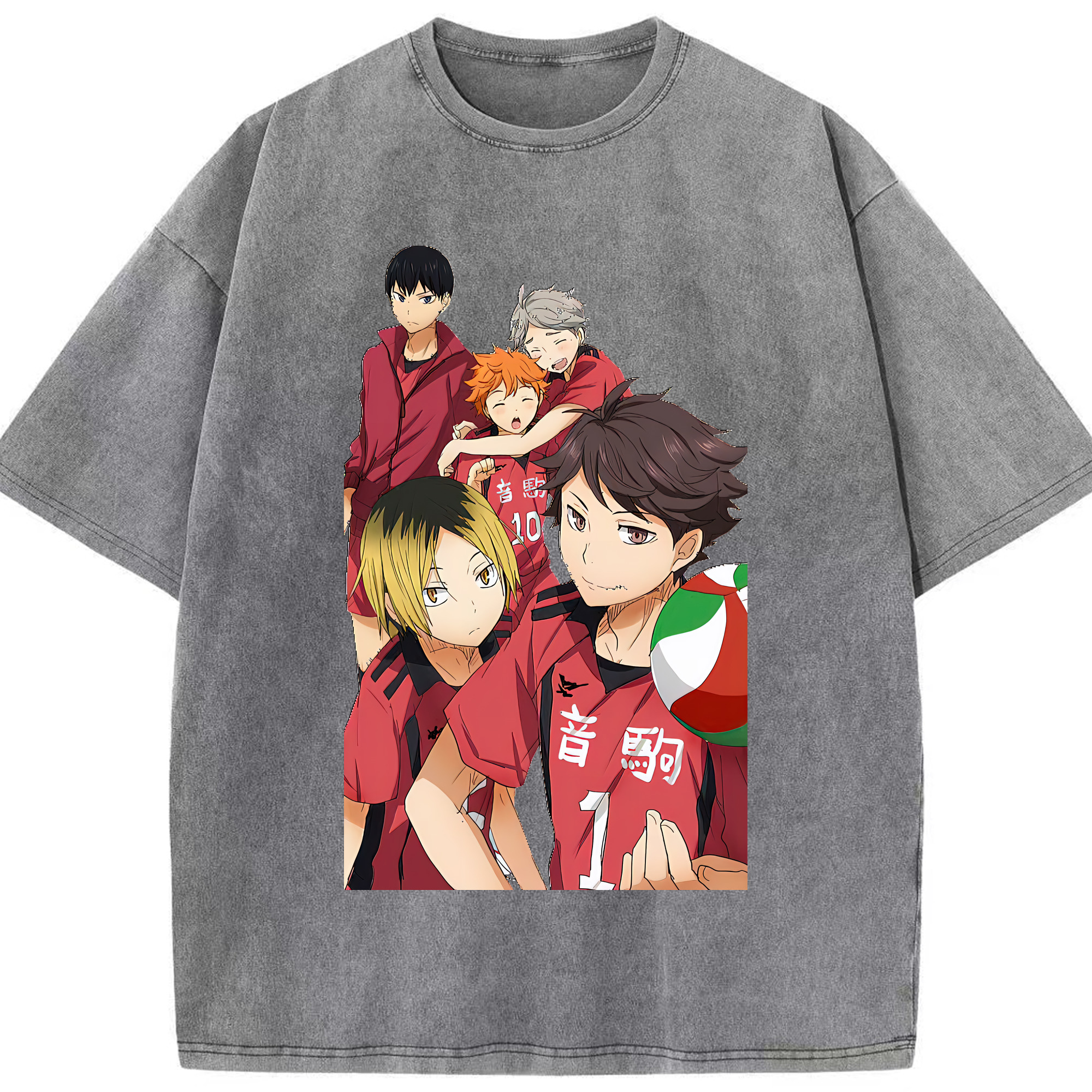 （画像用） ハイキュー!! Haikyu!! 綿100% ヴィンテージ風 半袖Tシャツ（フロントプリント）