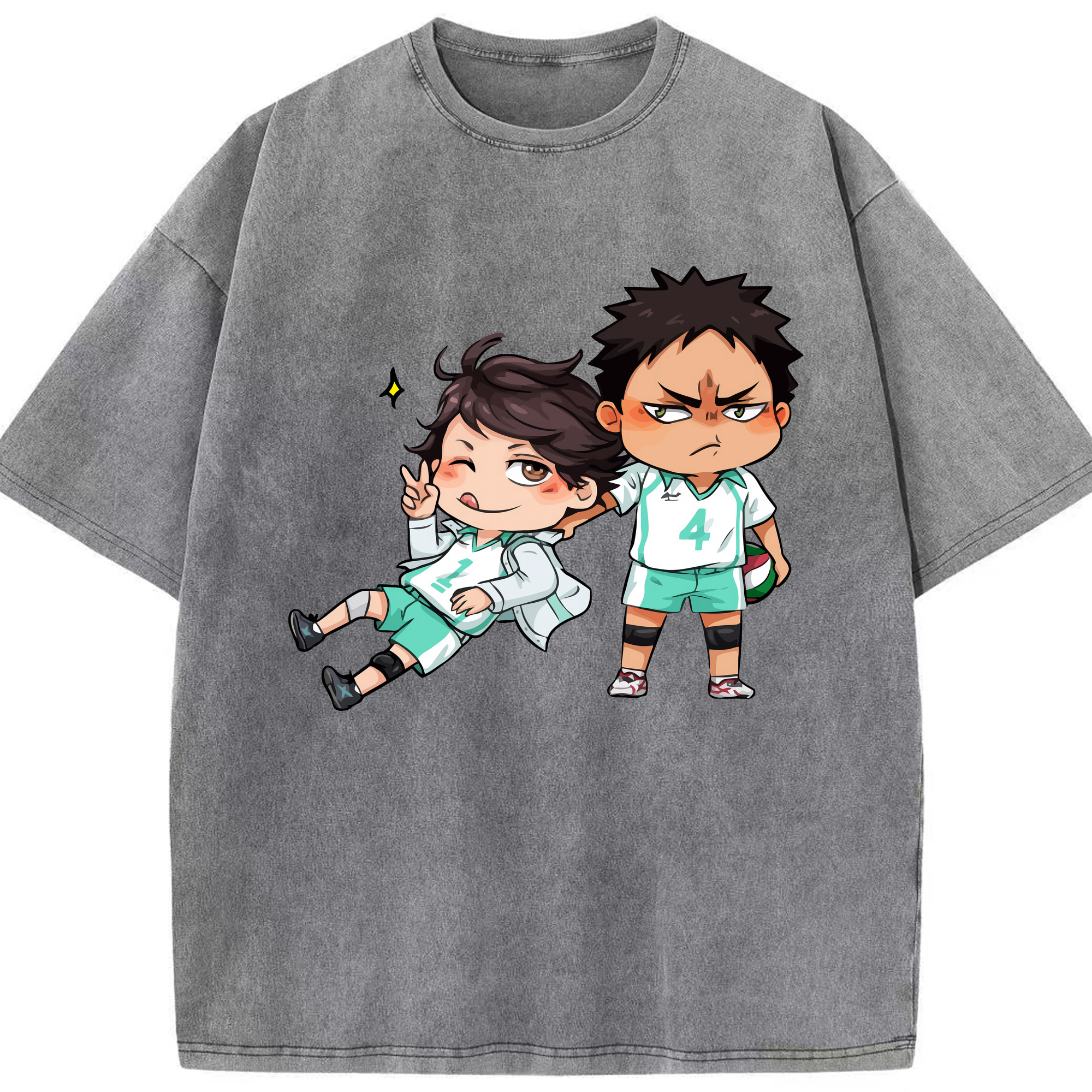 （画像用） ハイキュー!! Haikyu!! 綿100% ヴィンテージ風 半袖Tシャツ（フロントプリント）