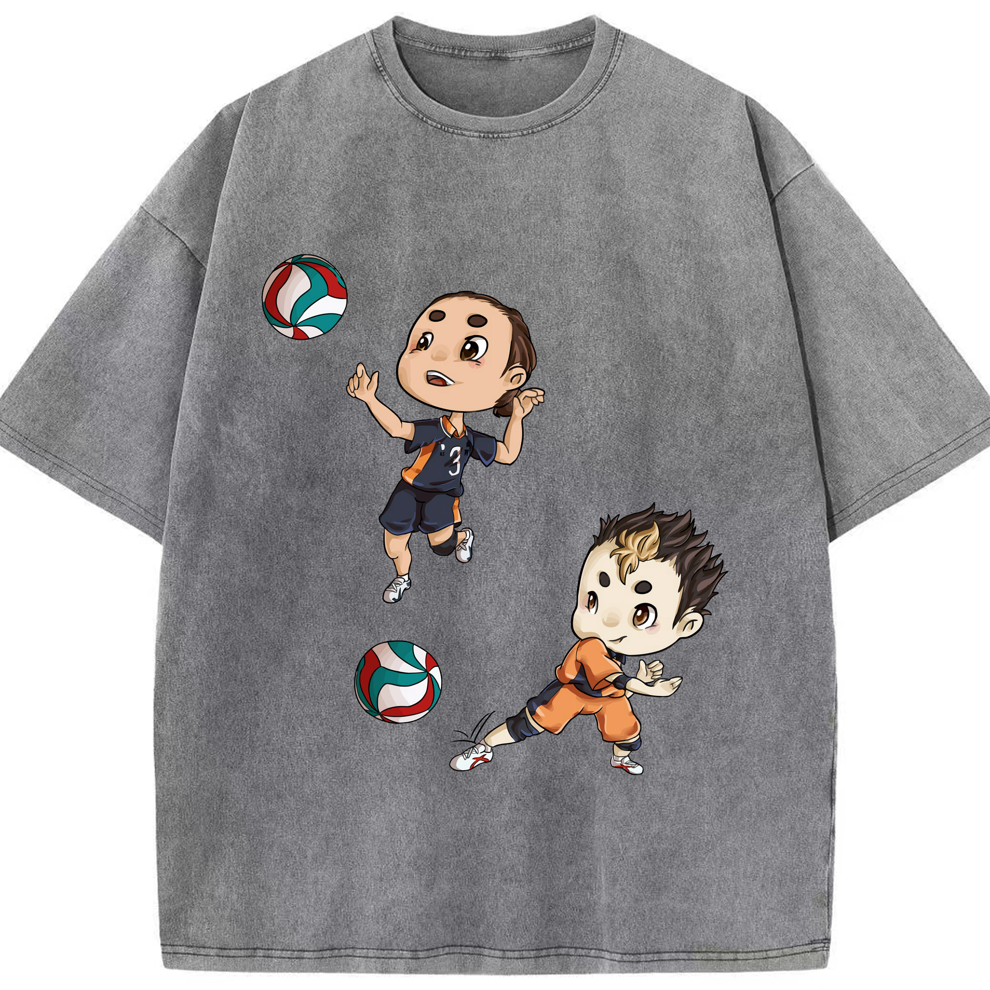 （画像用） ハイキュー!! Haikyu!! 綿100% ヴィンテージ風 半袖Tシャツ（フロントプリント）