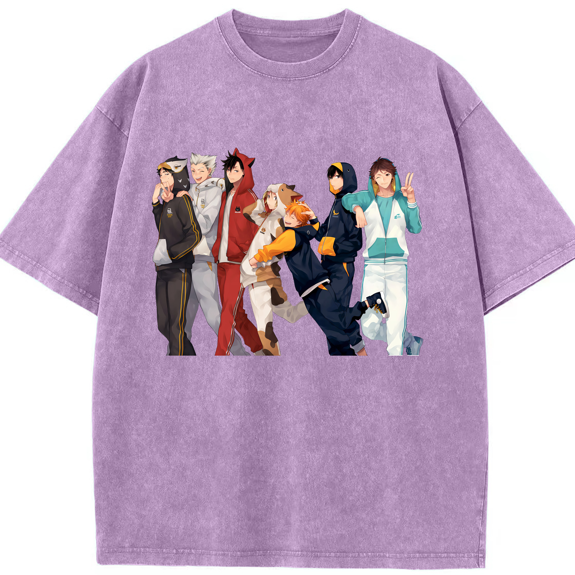 （画像用） ハイキュー!! Haikyu!! 綿100% ヴィンテージ風 半袖Tシャツ（フロントプリント）