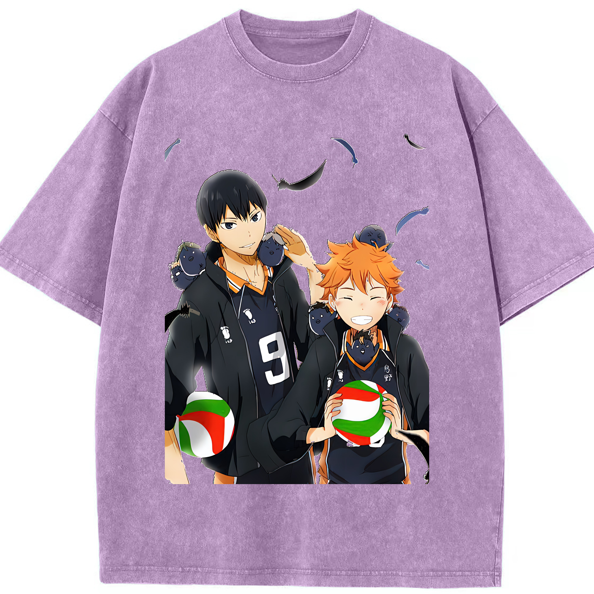 （画像用） ハイキュー!! Haikyu!! 綿100% ヴィンテージ風 半袖Tシャツ（フロントプリント）