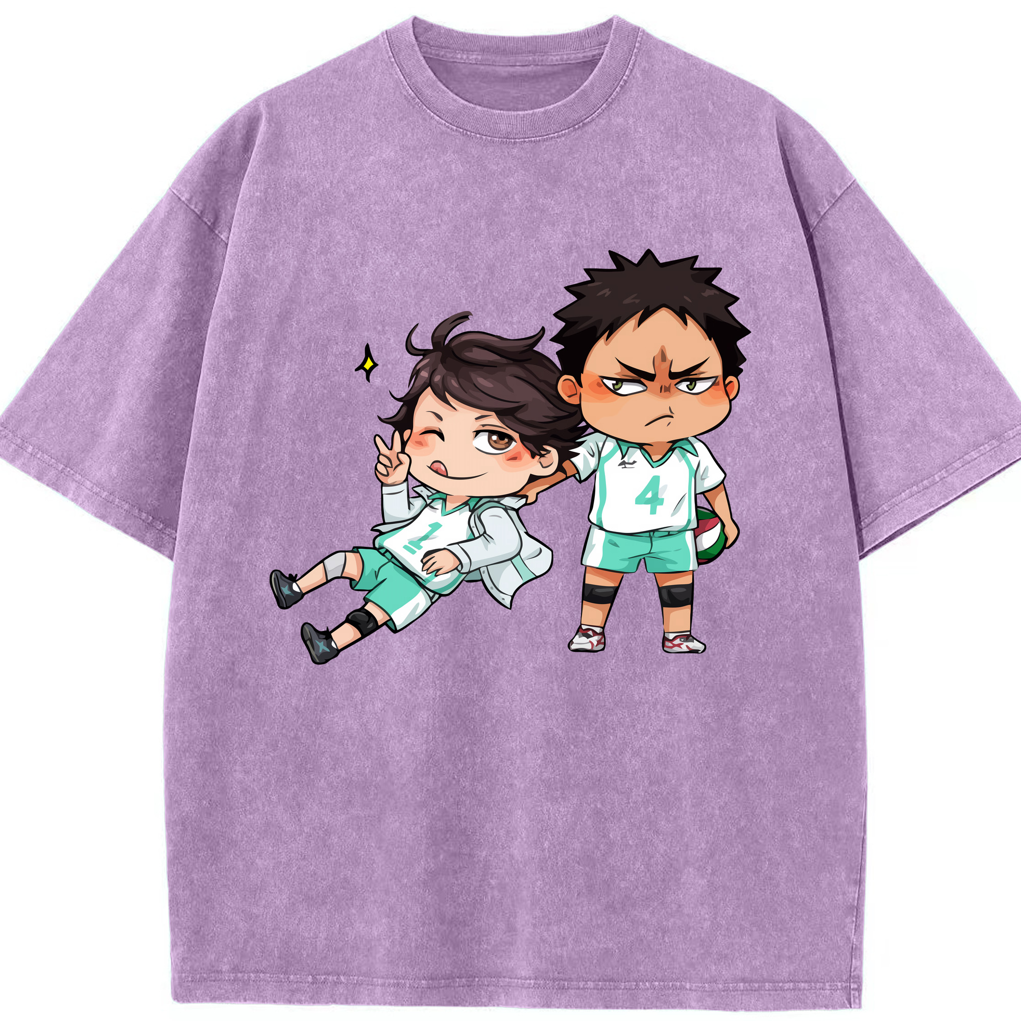 （画像用） ハイキュー!! Haikyu!! 綿100% ヴィンテージ風 半袖Tシャツ（フロントプリント）