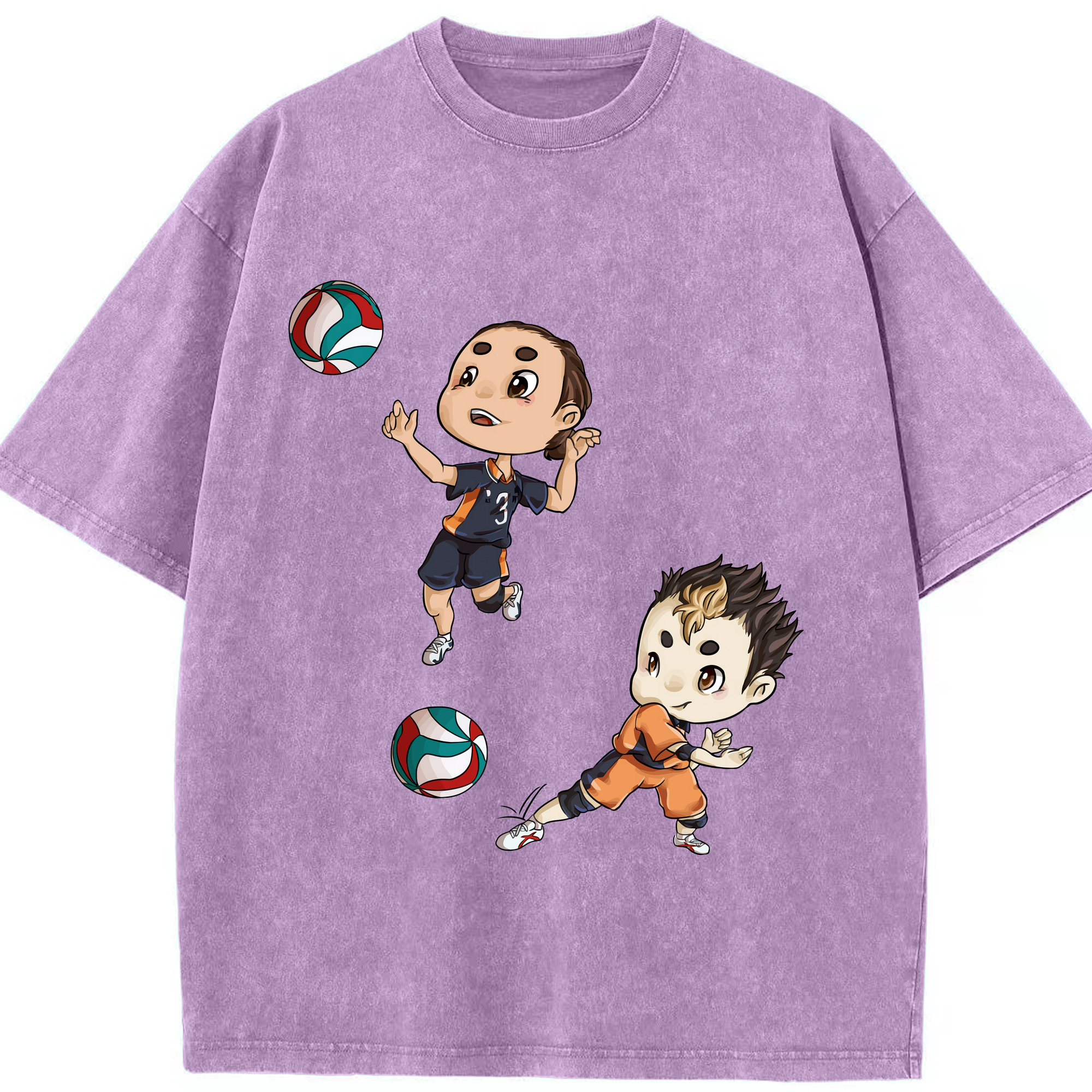 （画像用） ハイキュー!! Haikyu!! 綿100% ヴィンテージ風 半袖Tシャツ（フロントプリント）