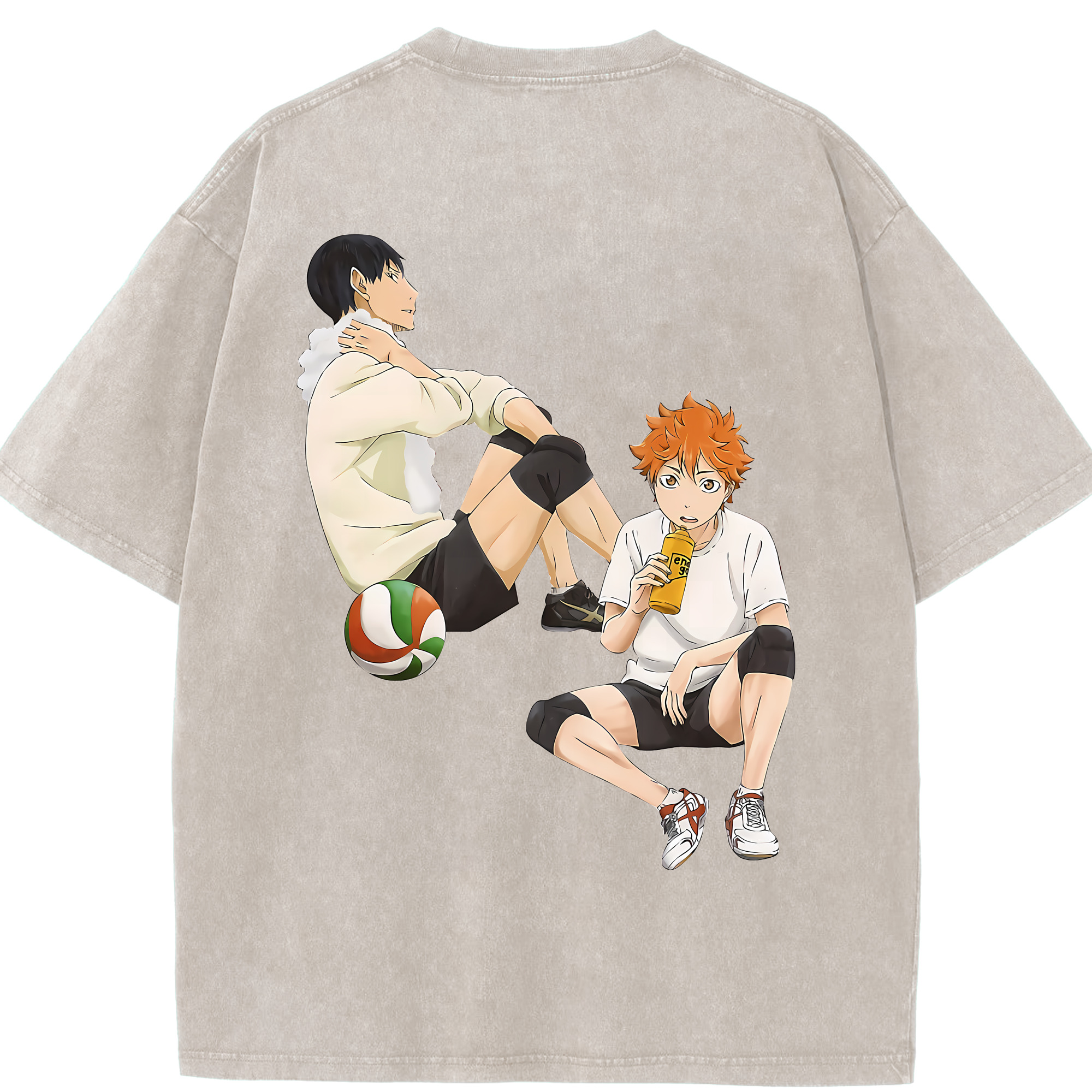 （画像用） ハイキュー!! Haikyu!! 綿100% ヴィンテージ風 半袖Tシャツ（背面プリント）