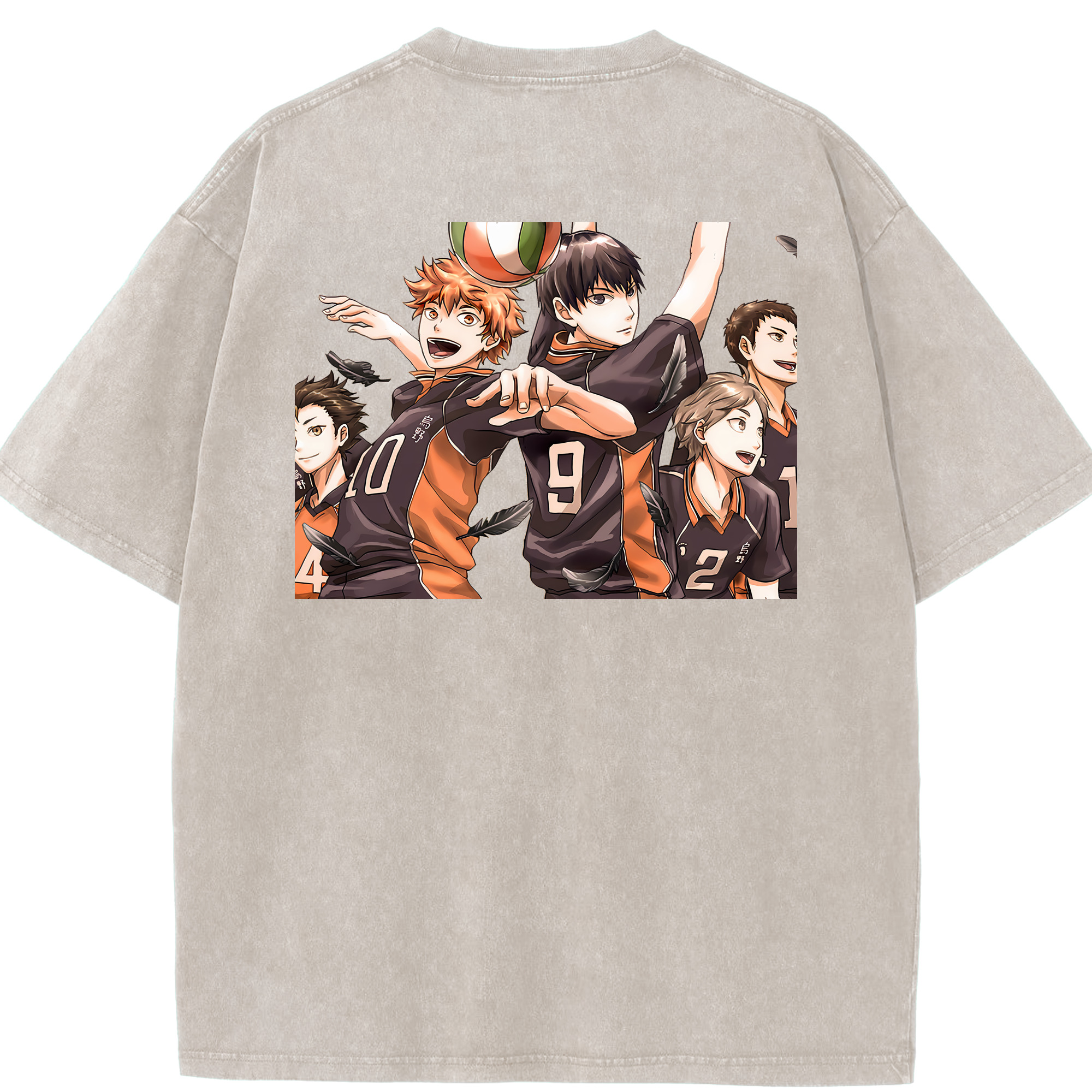 （画像用） ハイキュー!! Haikyu!! 綿100% ヴィンテージ風 半袖Tシャツ（背面プリント）
