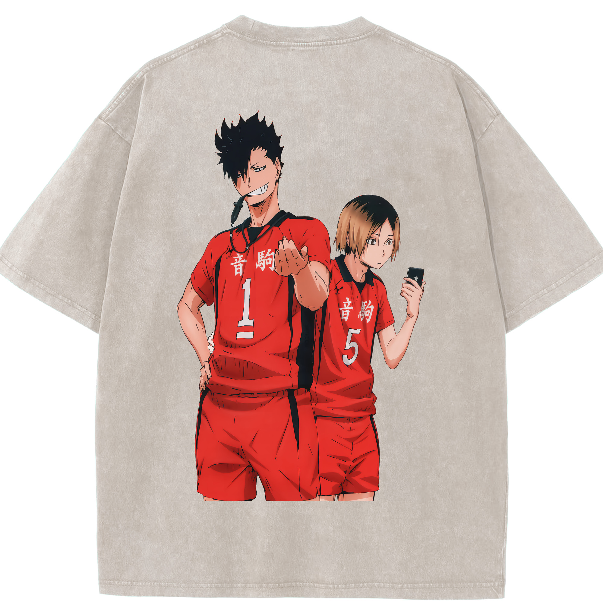 （画像用） ハイキュー!! Haikyu!! 綿100% ヴィンテージ風 半袖Tシャツ（背面プリント）