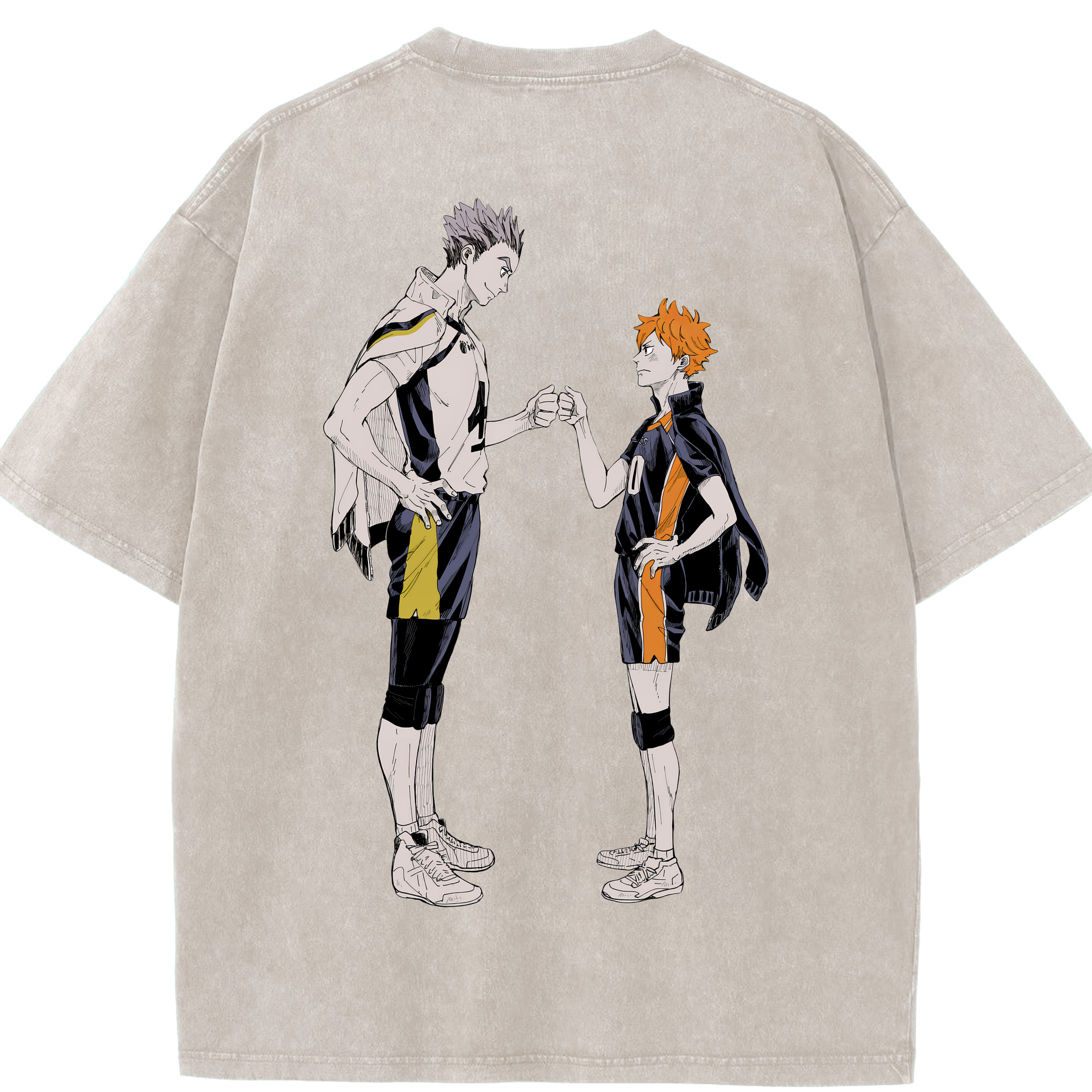 （画像用） ハイキュー!! Haikyu!! 綿100% ヴィンテージ風 半袖Tシャツ（背面プリント）
