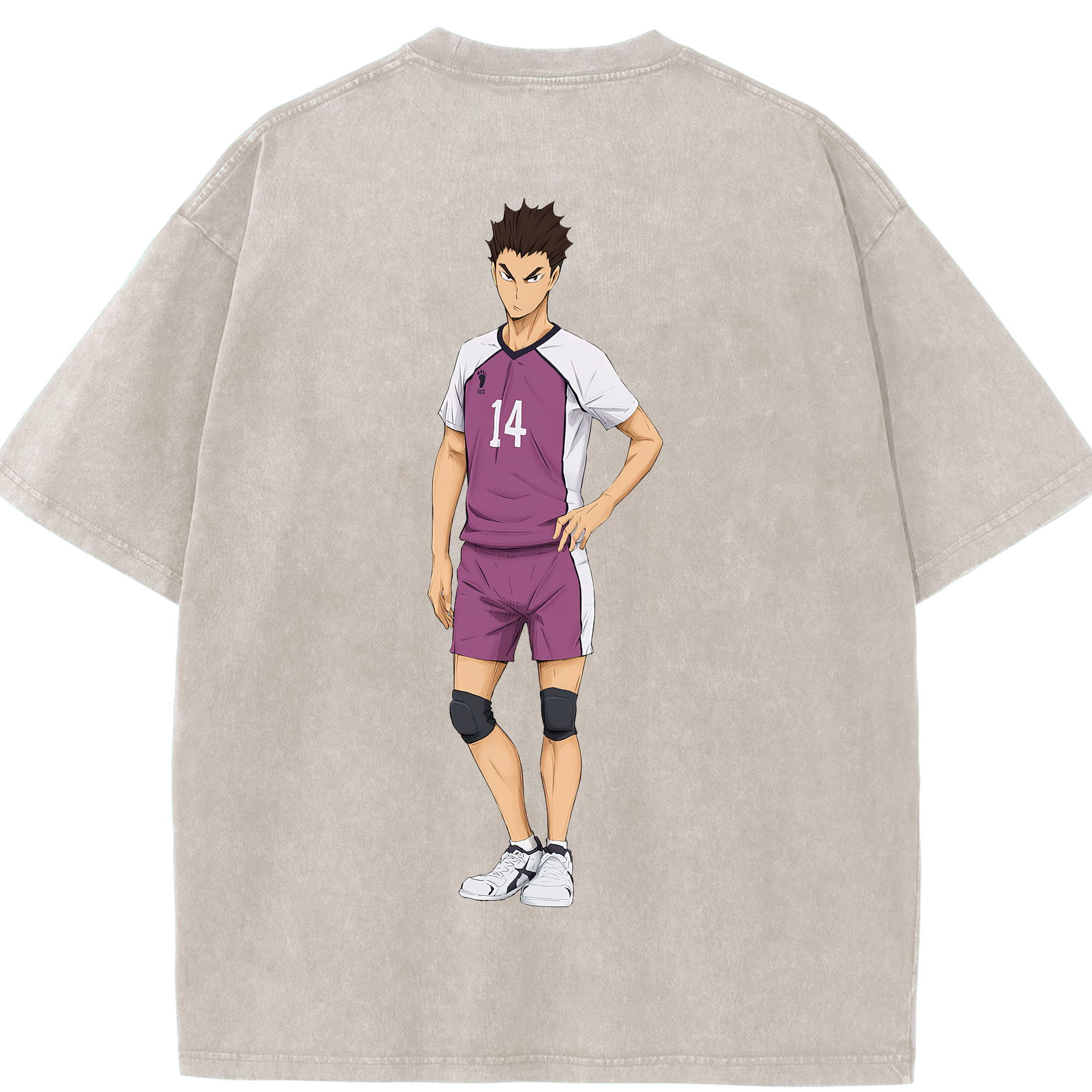 （画像用） ハイキュー!! Haikyu!! 綿100% ヴィンテージ風 半袖Tシャツ（背面プリント）