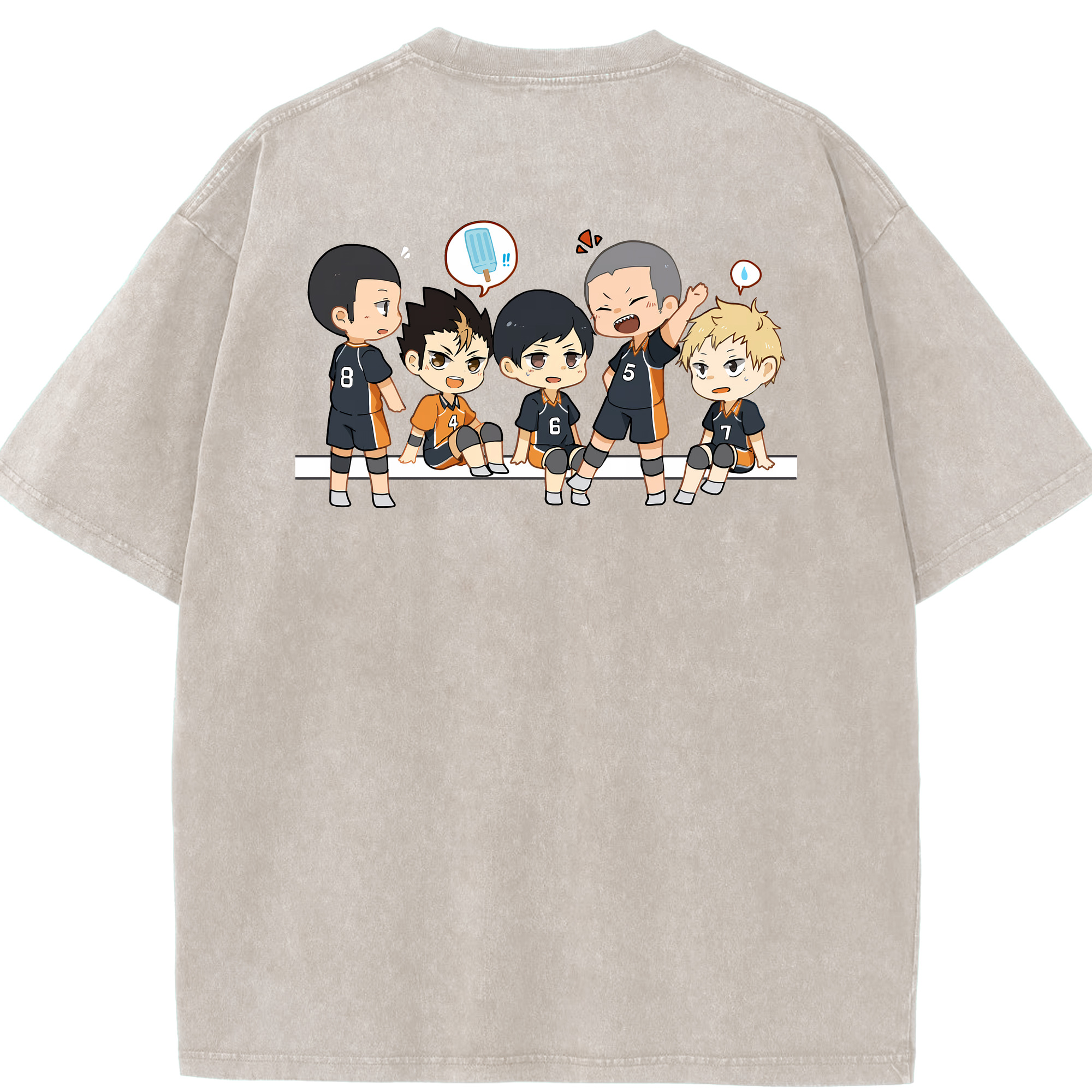 （画像用） ハイキュー!! Haikyu!! 綿100% ヴィンテージ風 半袖Tシャツ（背面プリント）
