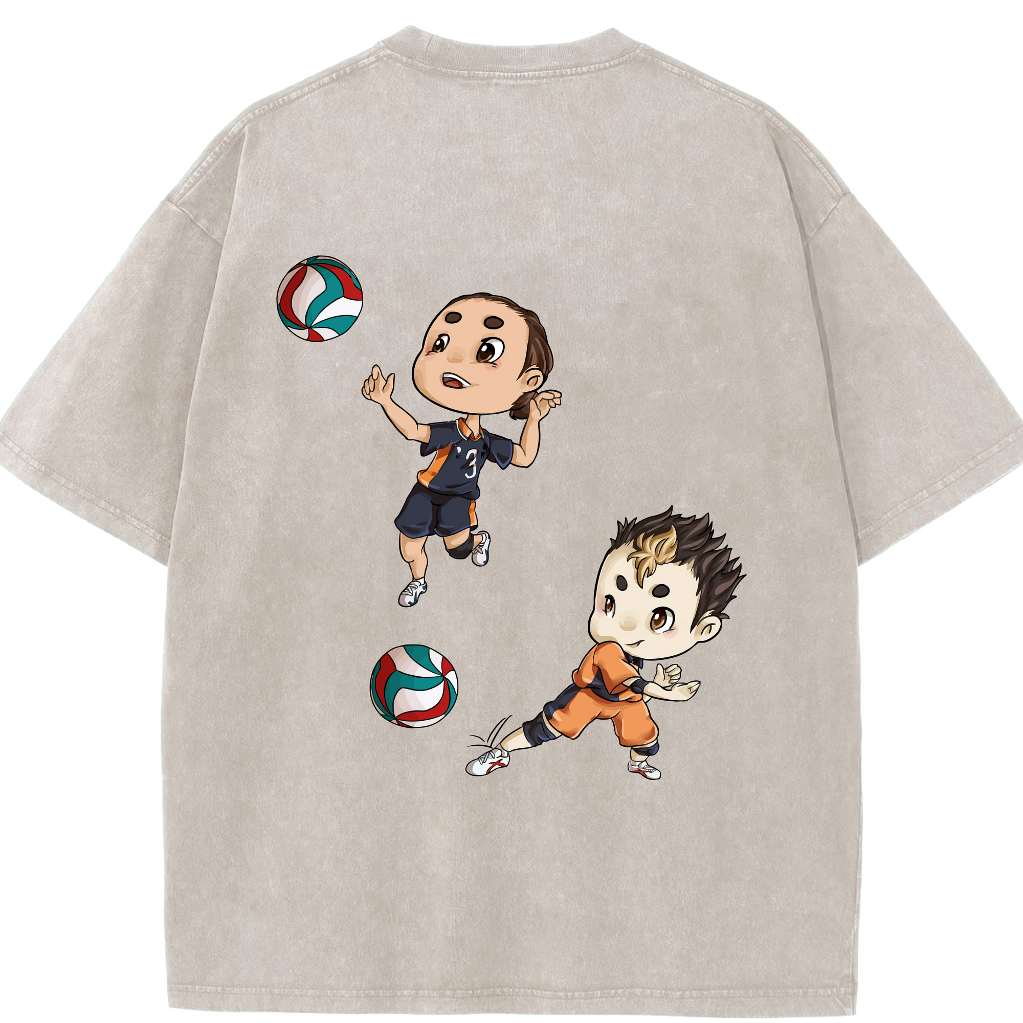 （画像用） ハイキュー!! Haikyu!! 綿100% ヴィンテージ風 半袖Tシャツ（背面プリント）