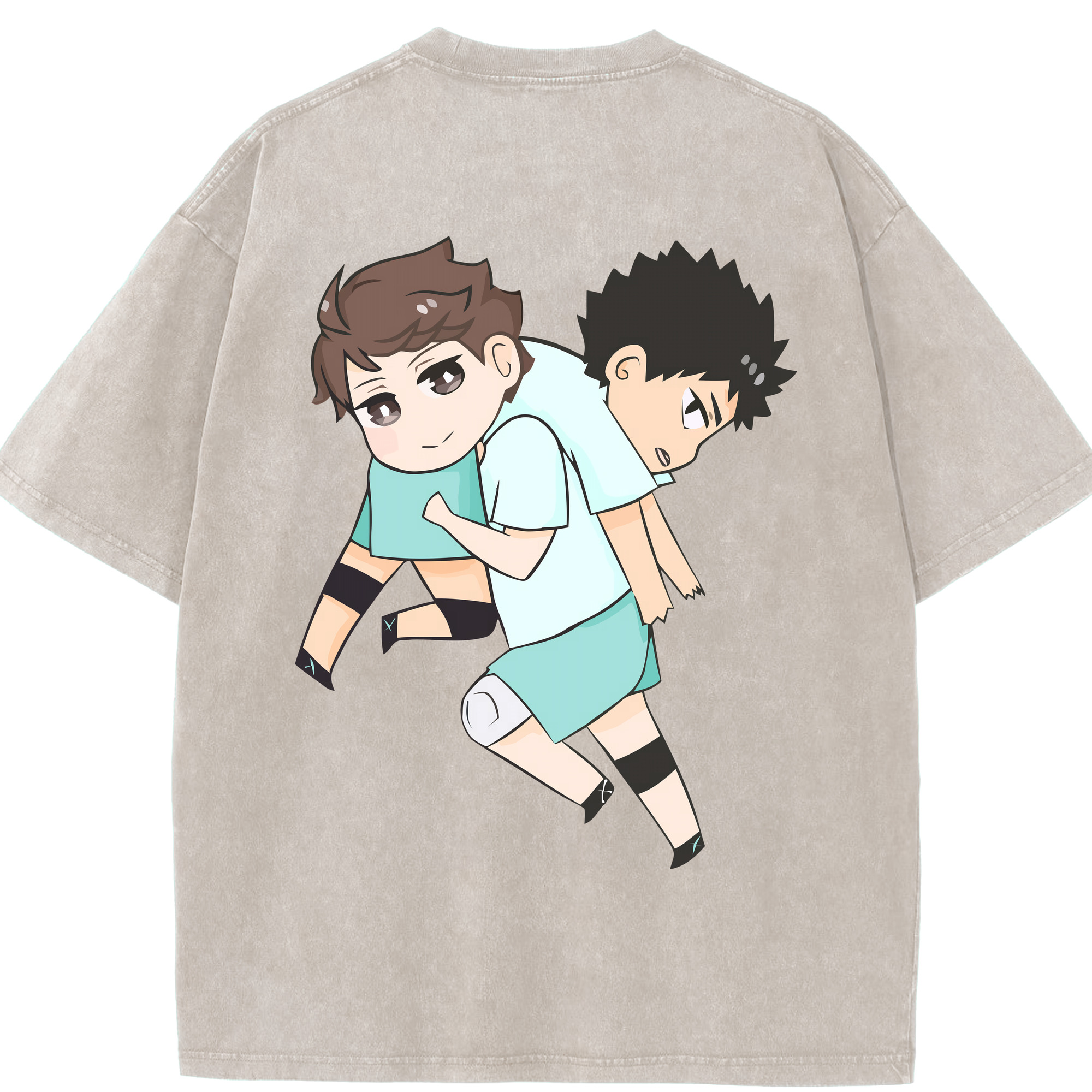 （画像用） ハイキュー!! Haikyu!! 綿100% ヴィンテージ風 半袖Tシャツ（背面プリント）