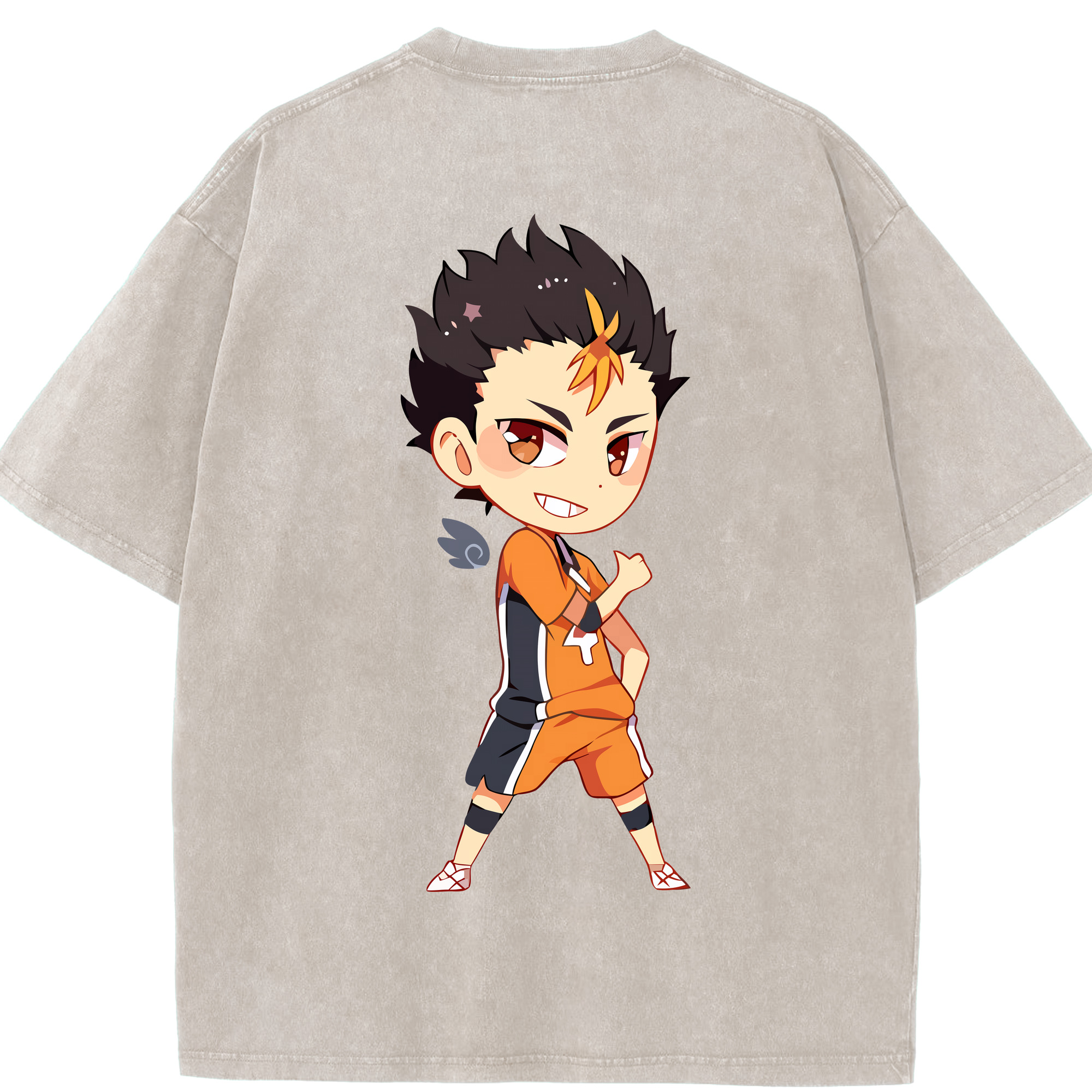 （画像用） ハイキュー!! Haikyu!! 綿100% ヴィンテージ風 半袖Tシャツ（背面プリント）
