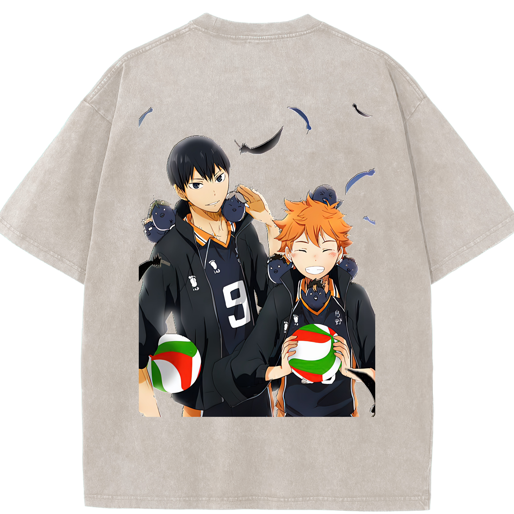 （画像用） ハイキュー!! Haikyu!! 綿100% ヴィンテージ風 半袖Tシャツ（背面プリント）