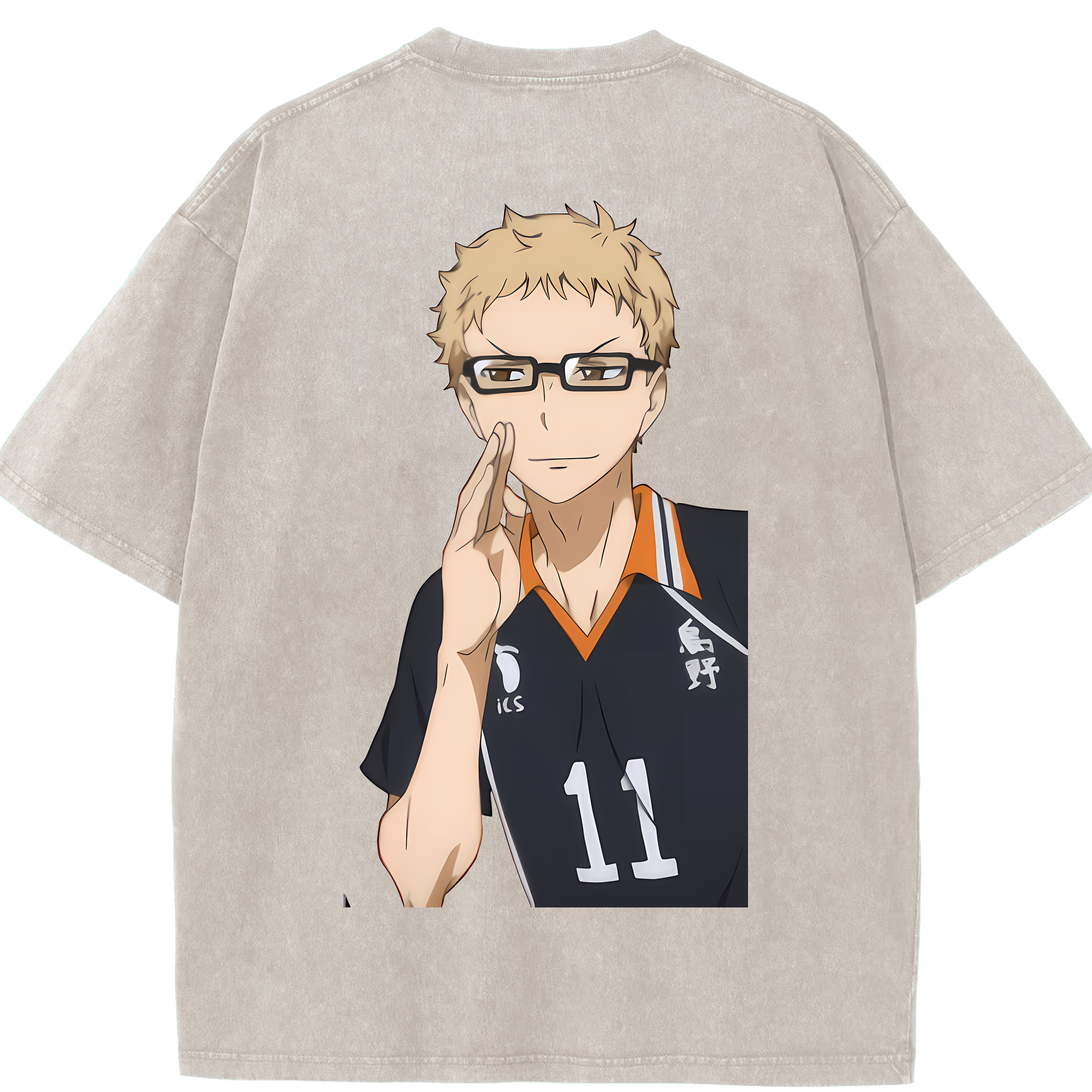 （画像用） ハイキュー!! Haikyu!! 綿100% ヴィンテージ風 半袖Tシャツ（背面プリント）