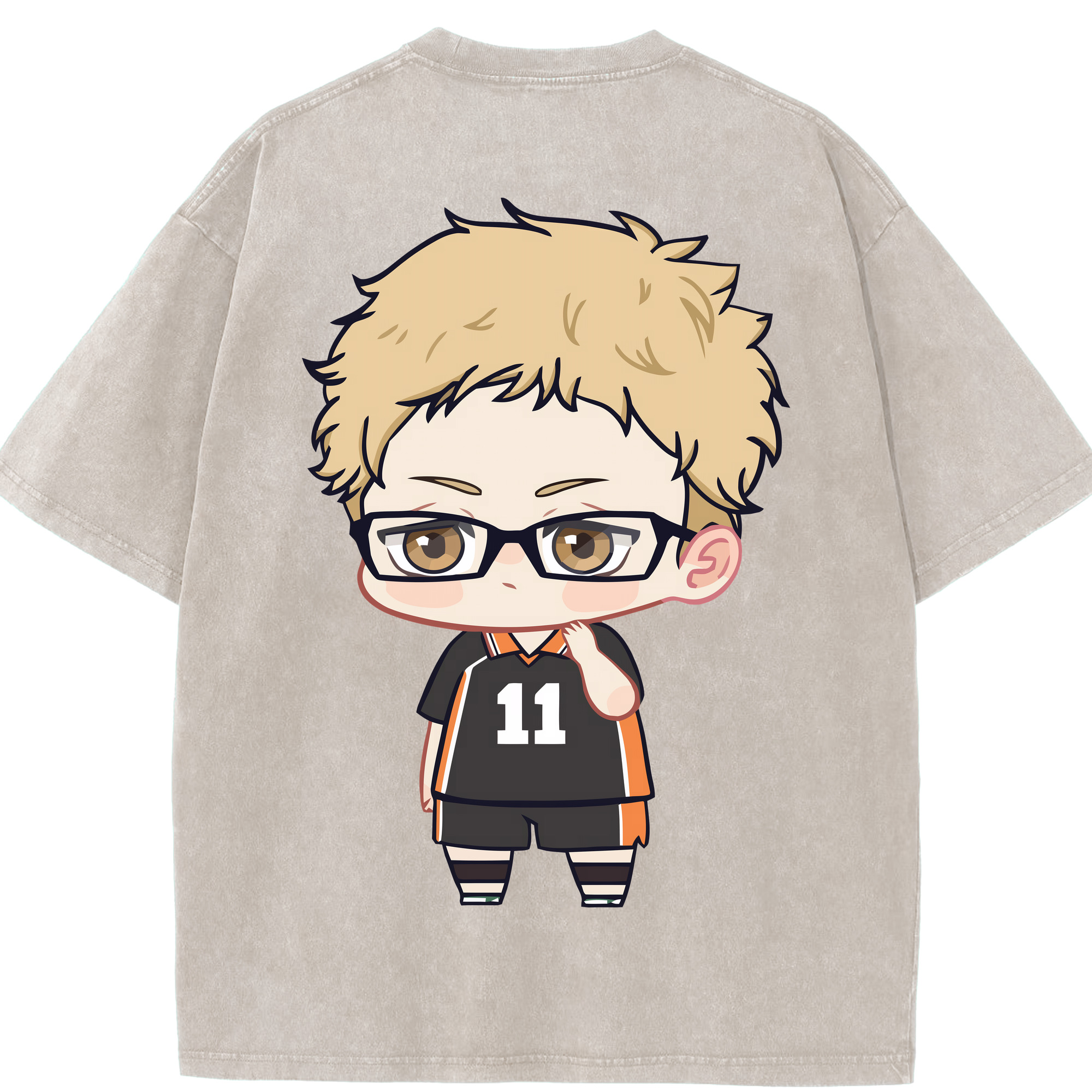（画像用） ハイキュー!! Haikyu!! 綿100% ヴィンテージ風 半袖Tシャツ（背面プリント）