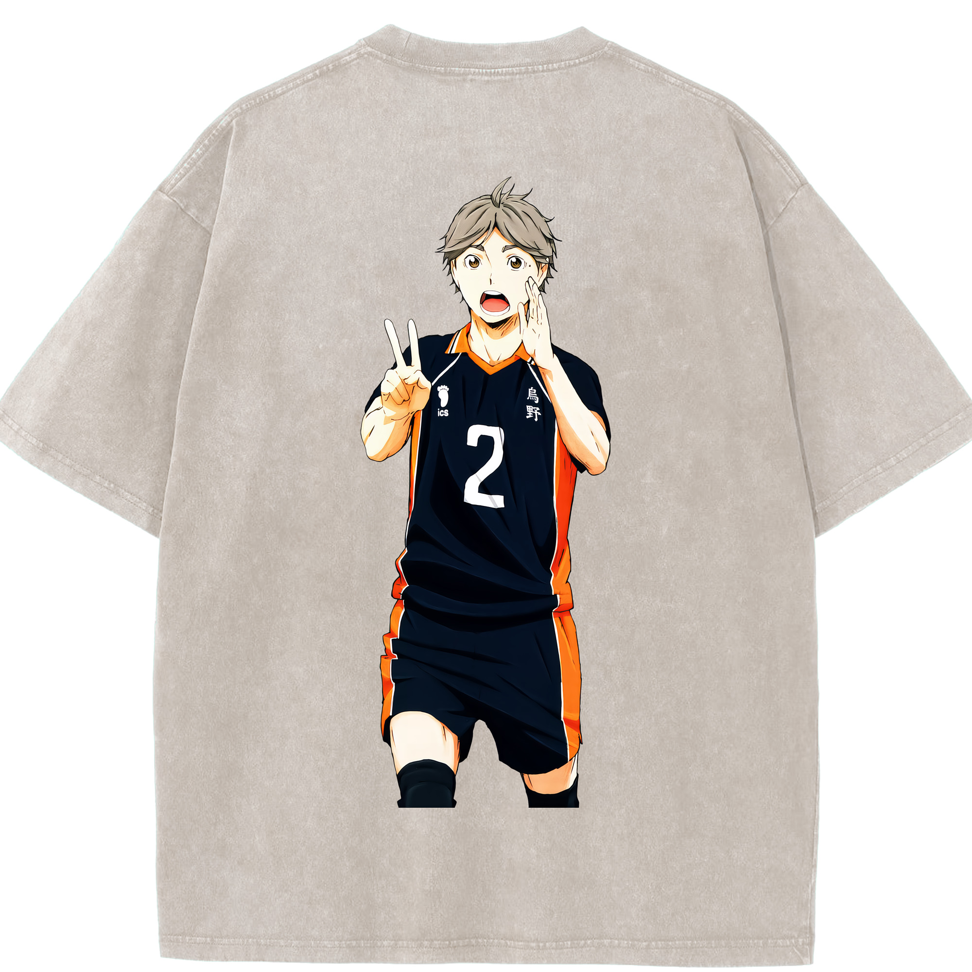 （画像用） ハイキュー!! Haikyu!! 綿100% ヴィンテージ風 半袖Tシャツ（背面プリント）