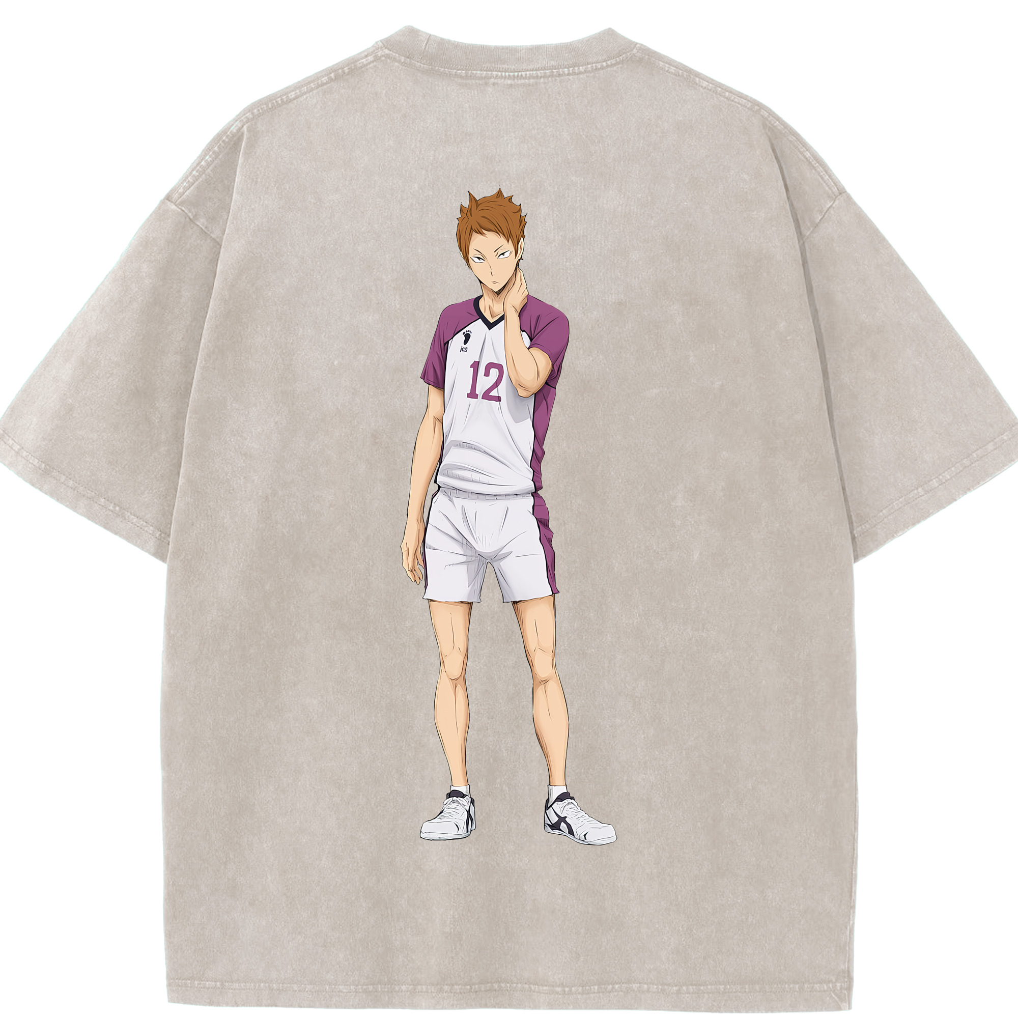 （画像用） ハイキュー!! Haikyu!! 綿100% ヴィンテージ風 半袖Tシャツ（背面プリント）