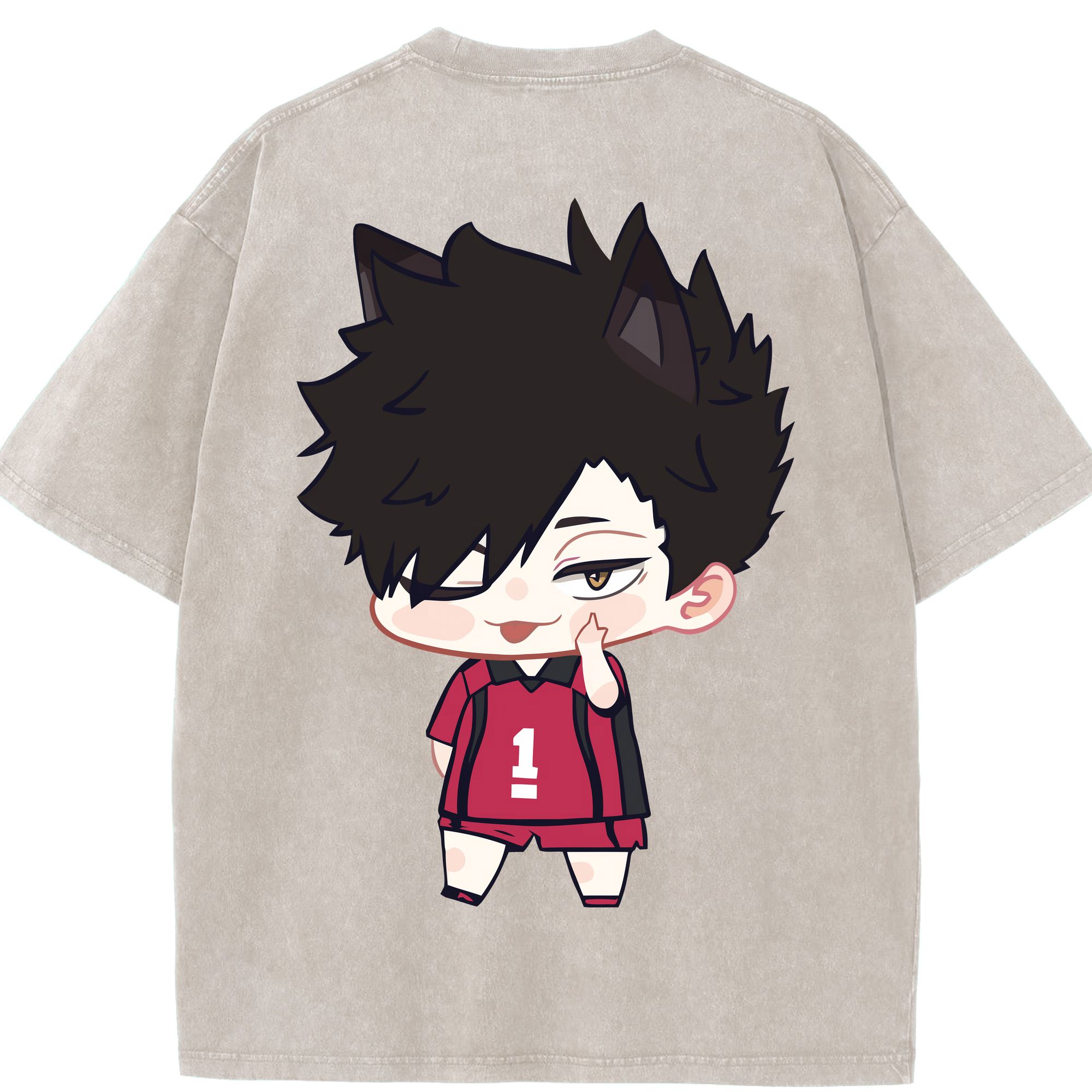 （画像用） ハイキュー!! Haikyu!! 綿100% ヴィンテージ風 半袖Tシャツ（背面プリント）