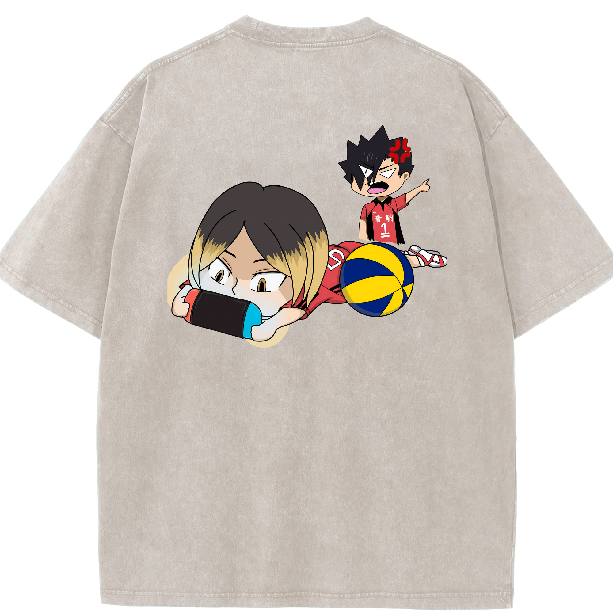 （画像用） ハイキュー!! Haikyu!! 綿100% ヴィンテージ風 半袖Tシャツ（背面プリント）