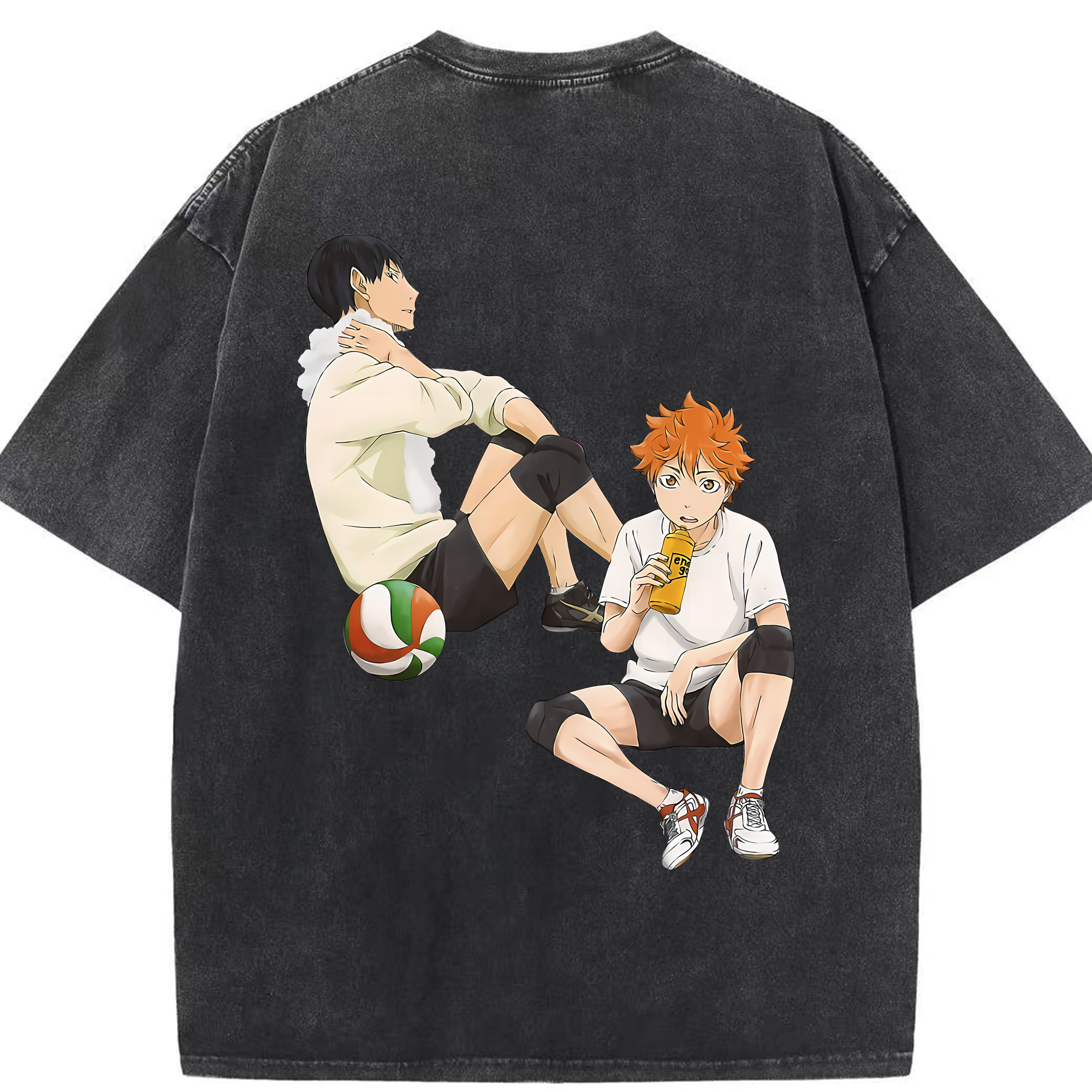 （画像用） ハイキュー!! Haikyu!! 綿100% ヴィンテージ風 半袖Tシャツ（背面プリント）