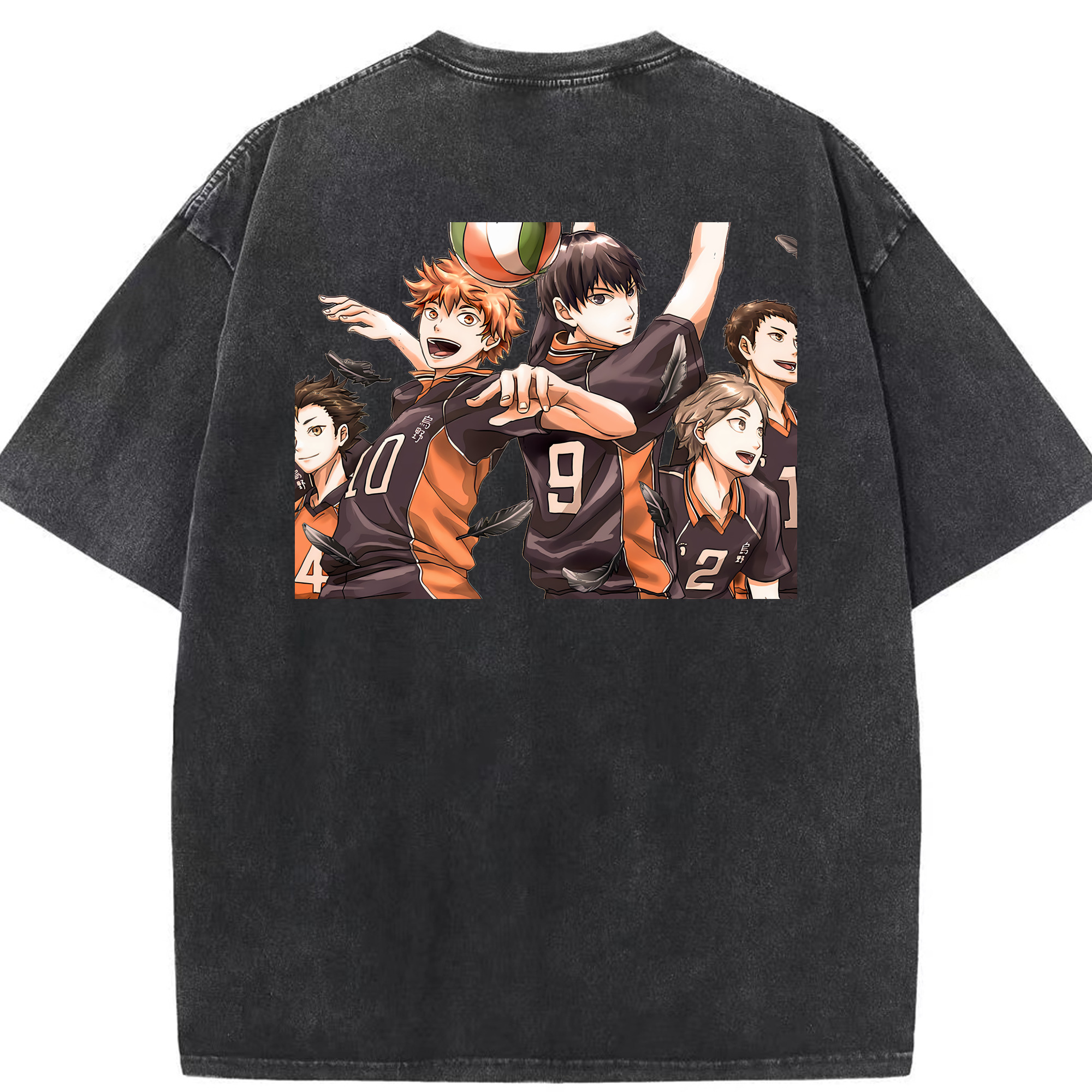 （画像用） ハイキュー!! Haikyu!! 綿100% ヴィンテージ風 半袖Tシャツ（背面プリント）