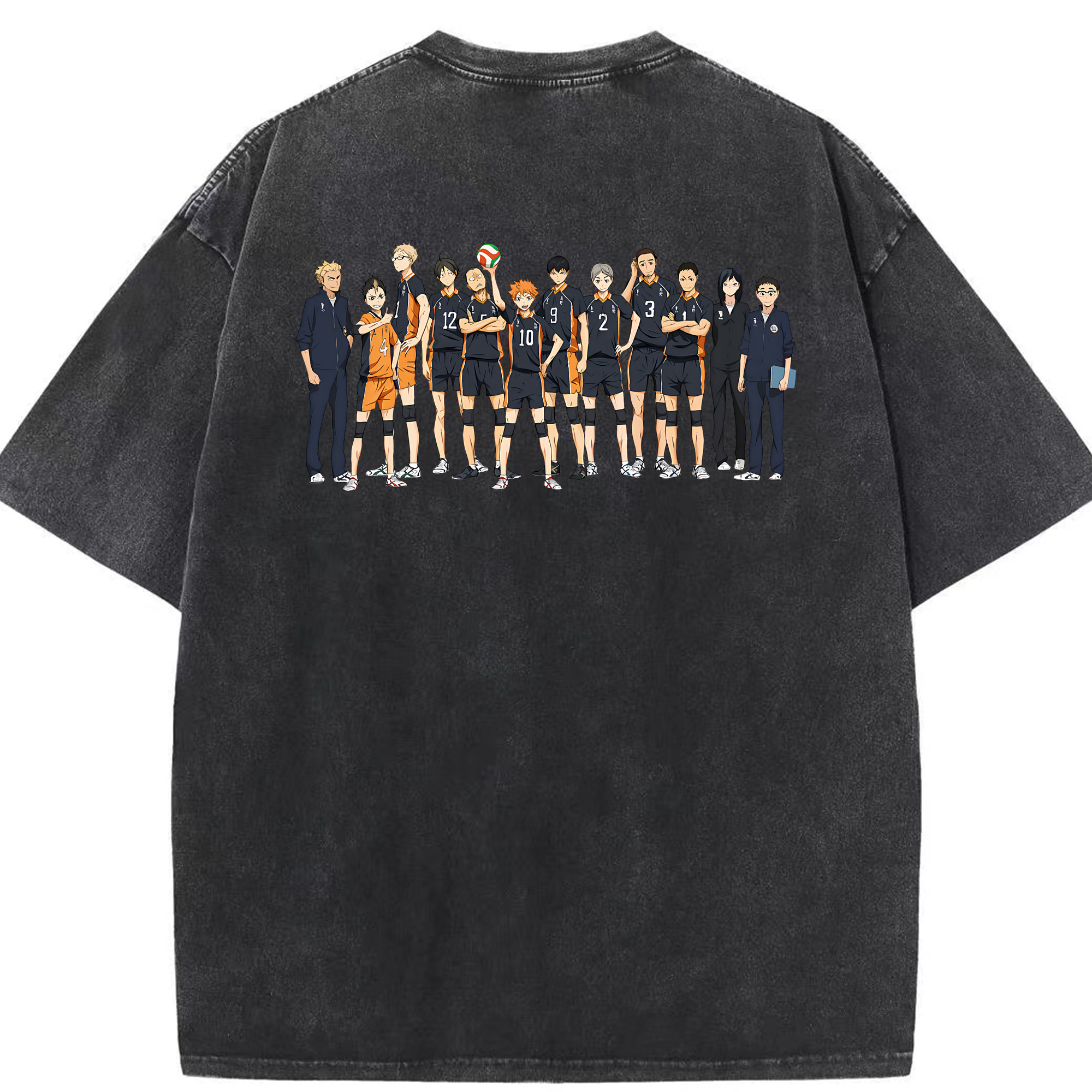 （画像用） ハイキュー!! Haikyu!! 綿100% ヴィンテージ風 半袖Tシャツ（背面プリント）
