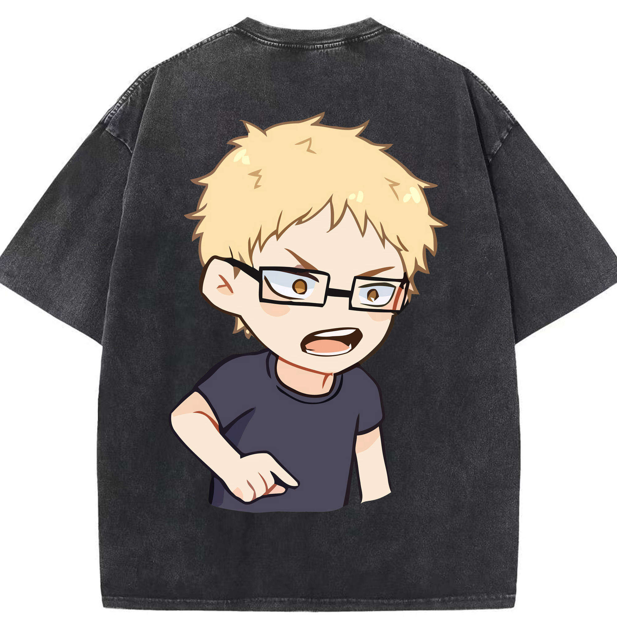 （画像用） ハイキュー!! Haikyu!! 綿100% ヴィンテージ風 半袖Tシャツ（背面プリント）