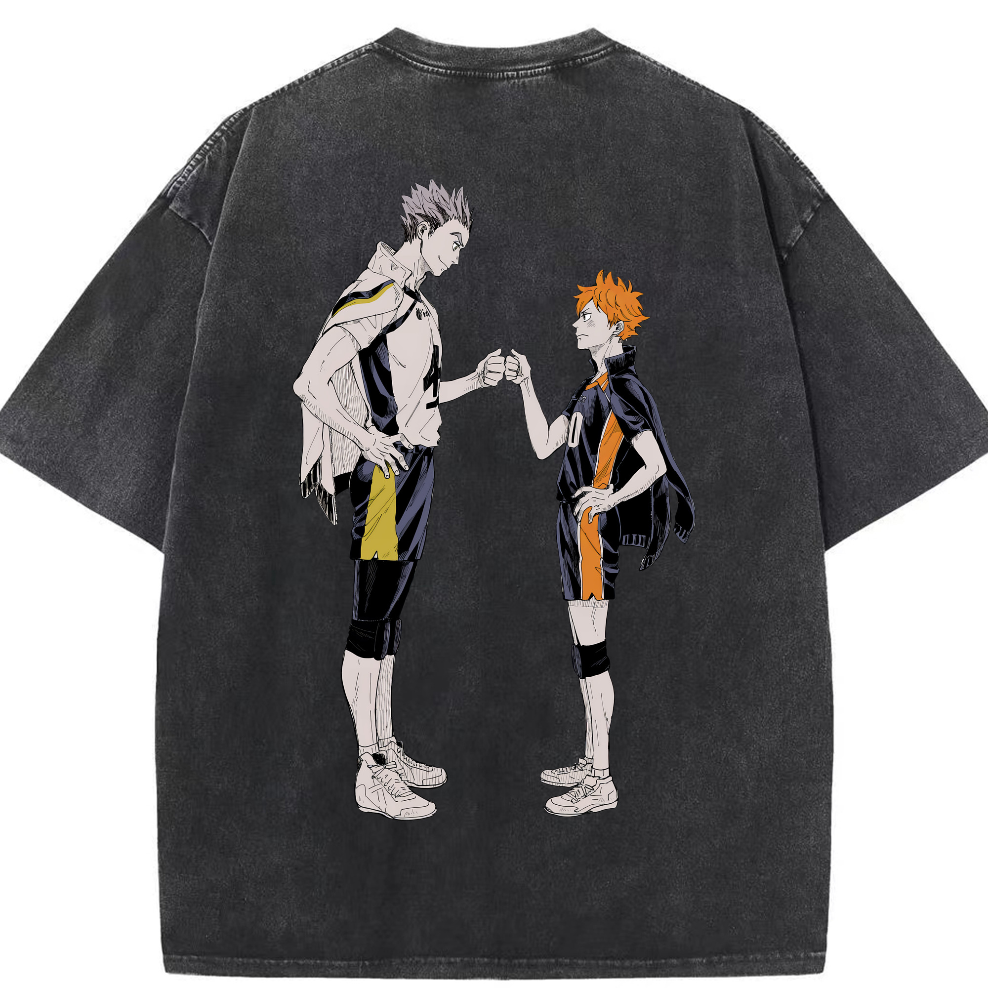 （画像用） ハイキュー!! Haikyu!! 綿100% ヴィンテージ風 半袖Tシャツ（背面プリント）