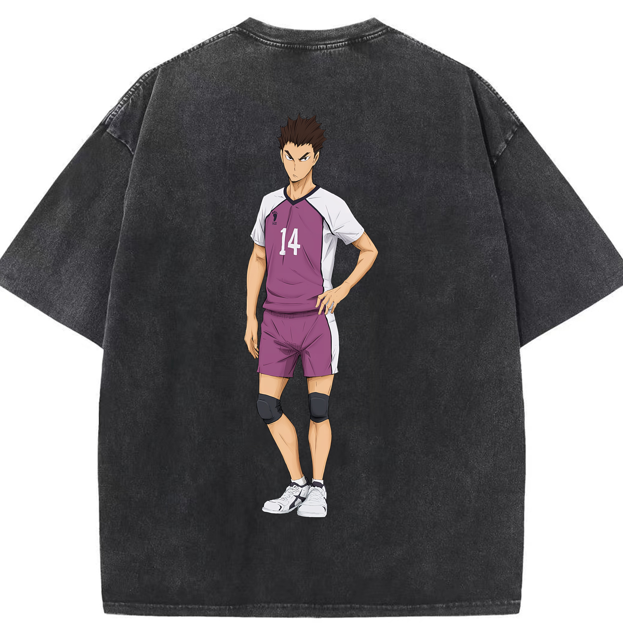 （画像用） ハイキュー!! Haikyu!! 綿100% ヴィンテージ風 半袖Tシャツ（背面プリント）