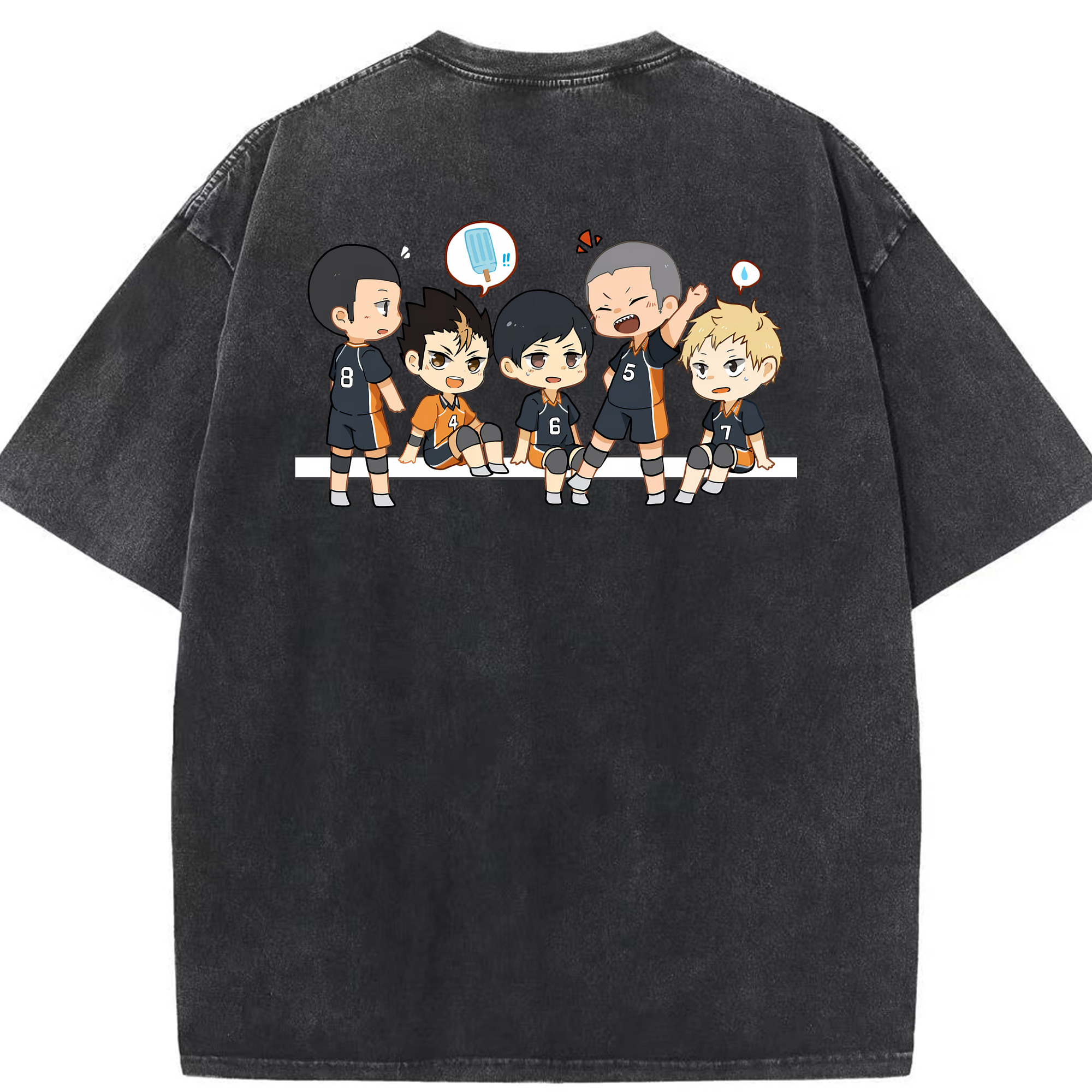 （画像用） ハイキュー!! Haikyu!! 綿100% ヴィンテージ風 半袖Tシャツ（背面プリント）